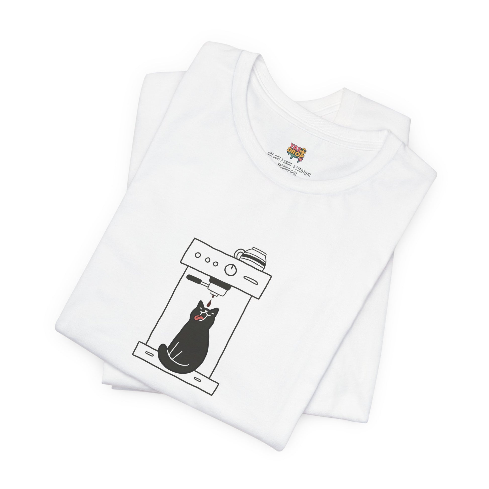 Espresso Cat Graphic Tee – Ironic Minimalist Coffee Streetwear