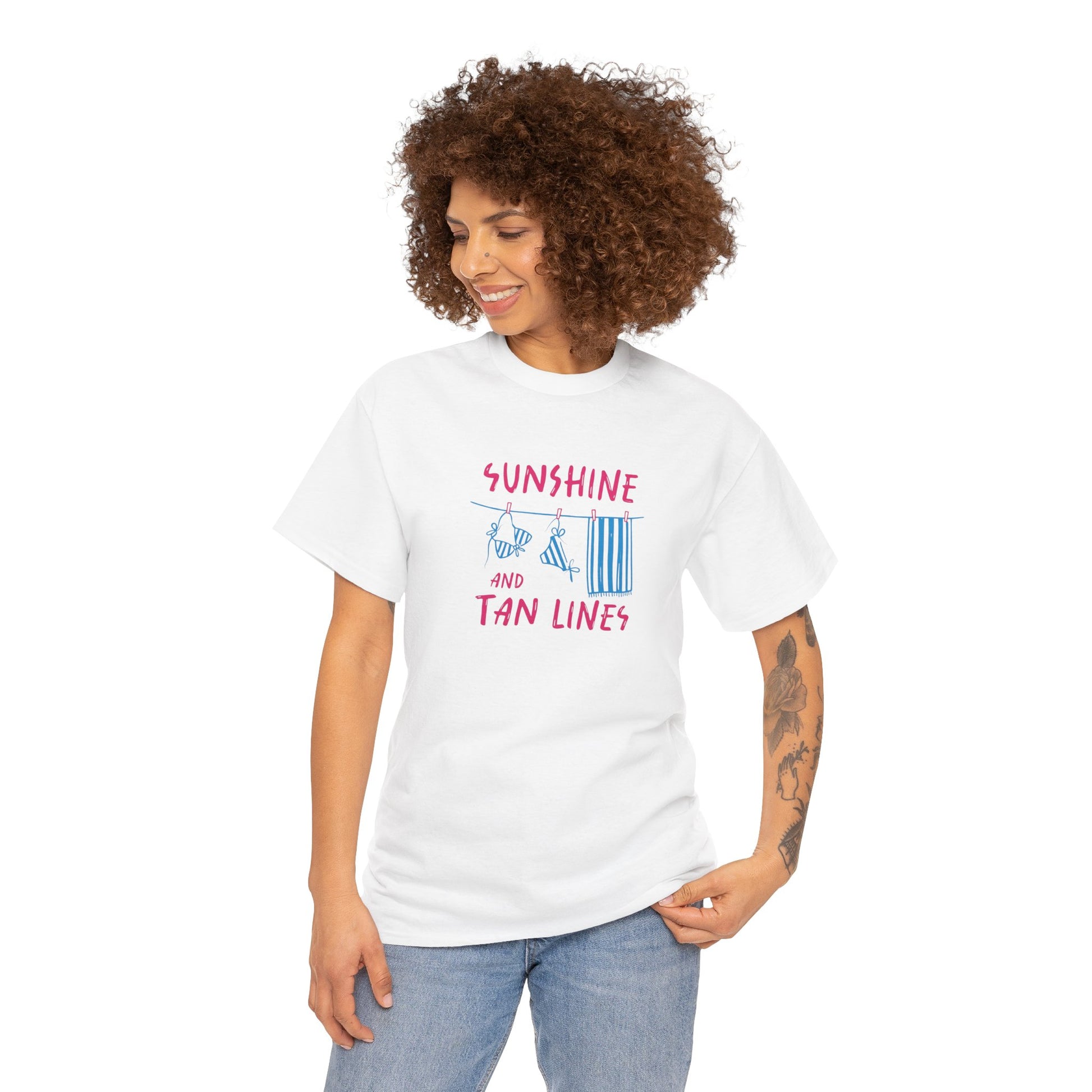 Sunshine and Tan Lines T-Shirt - Aesthetic Summer Vibe Graphic Tee