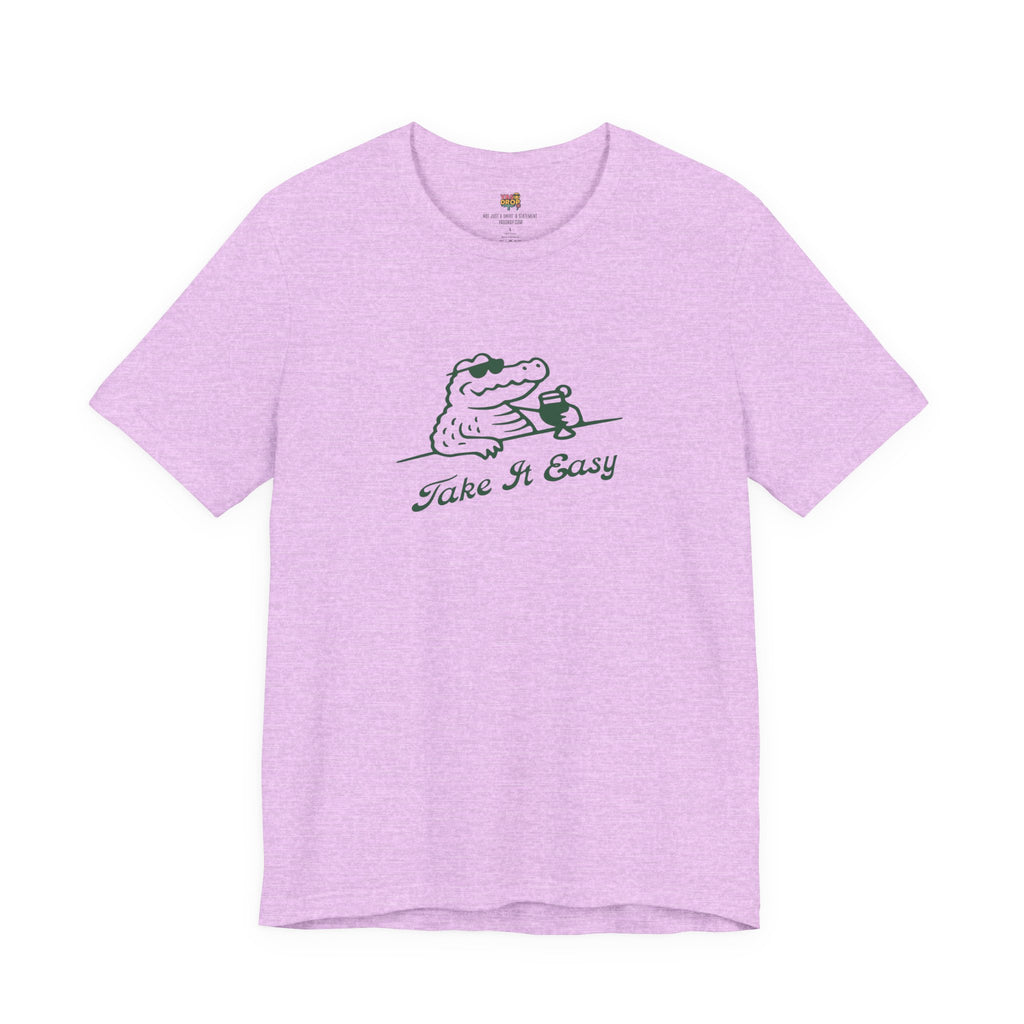 Take It Easy Crocodile Graphic Tee - Retro Aesthetic Vintage White Streetwear Shirt