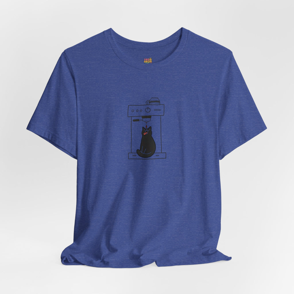 Espresso Cat Graphic Tee – Ironic Minimalist Coffee Streetwear