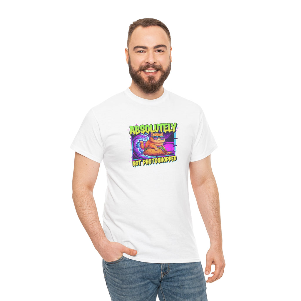 Absolutely Not Photoshopped: Neon Cat Surfing Taco Tee