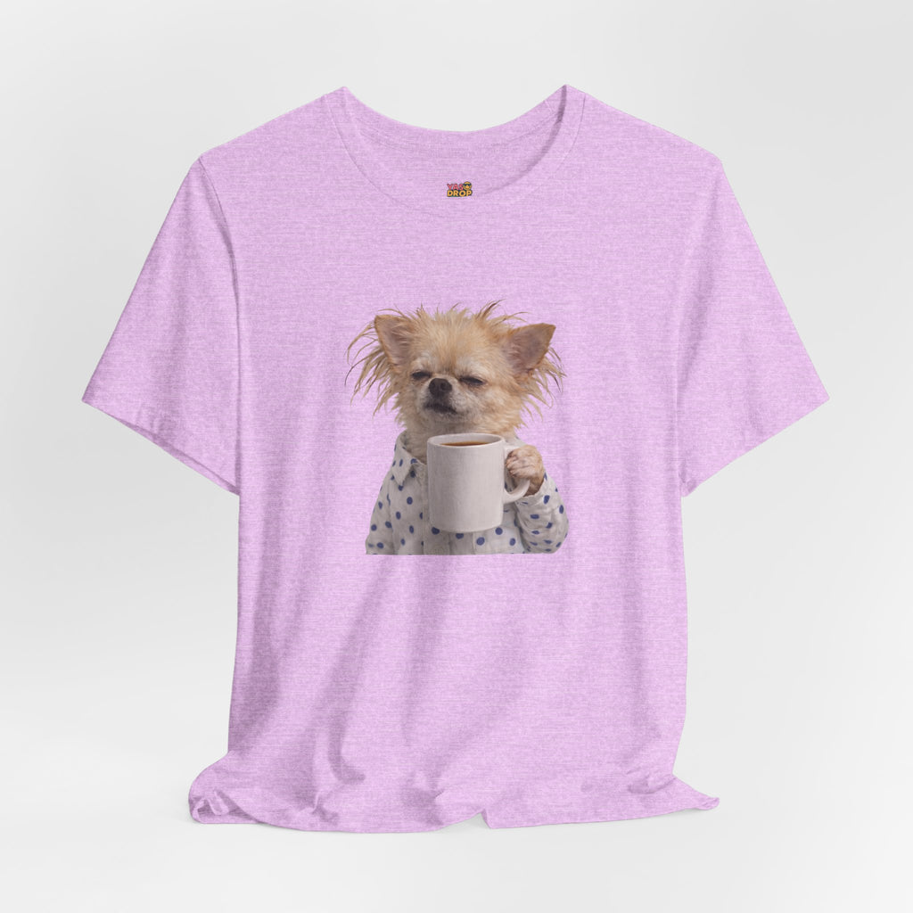 Morning Mood Tired Chihuahua Coffee Graphic T-Shirt