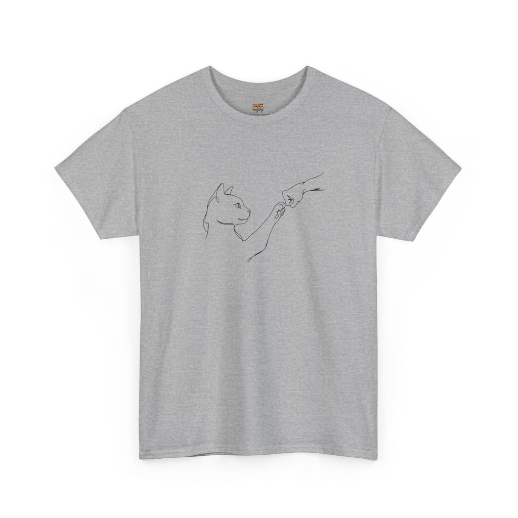 Paw Bump Bond: Minimalist Cat & Human Connection Art Tee