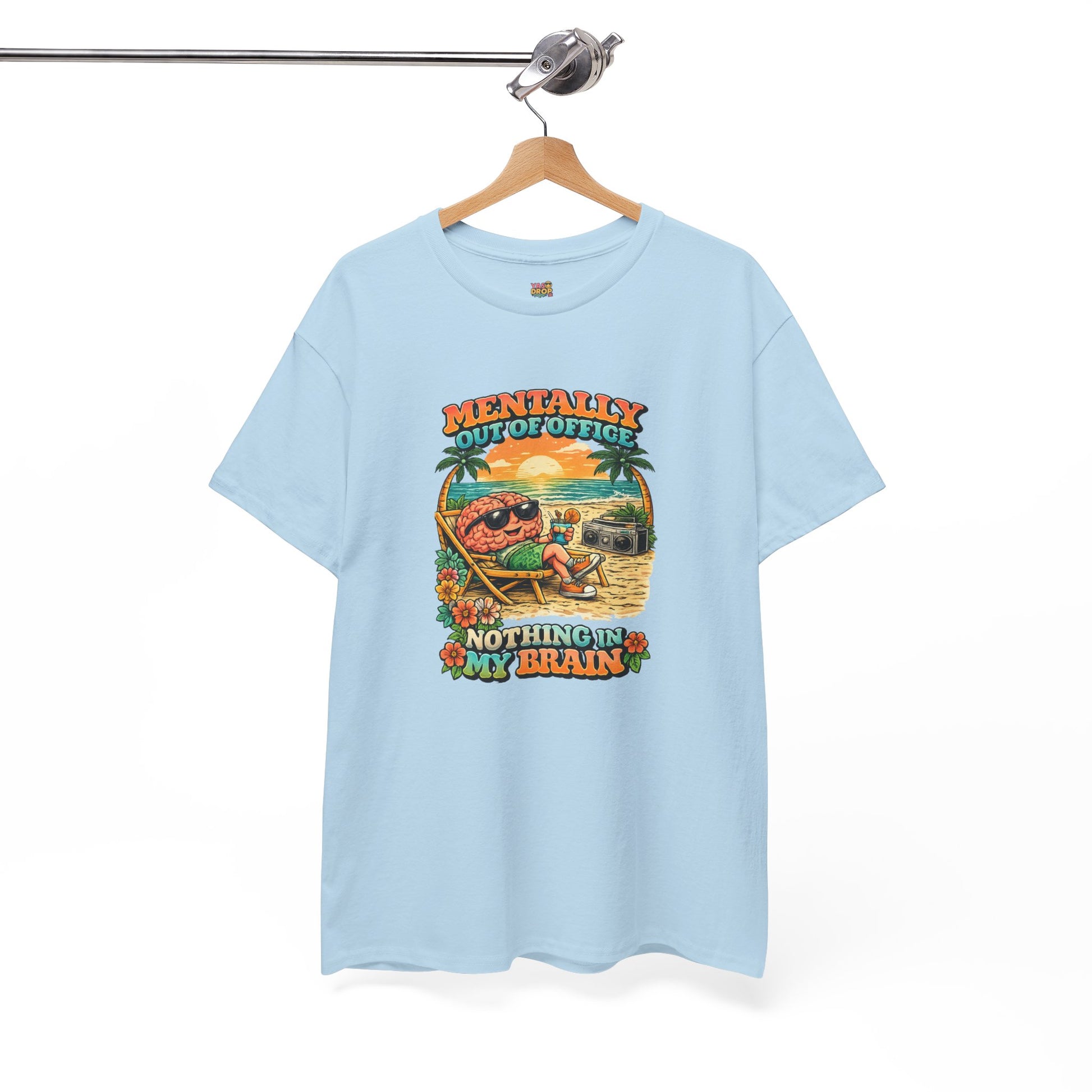 "Mentally Out of Office" Retro Brain Graphic Tee - Sarcastic Vacation T-Shirt