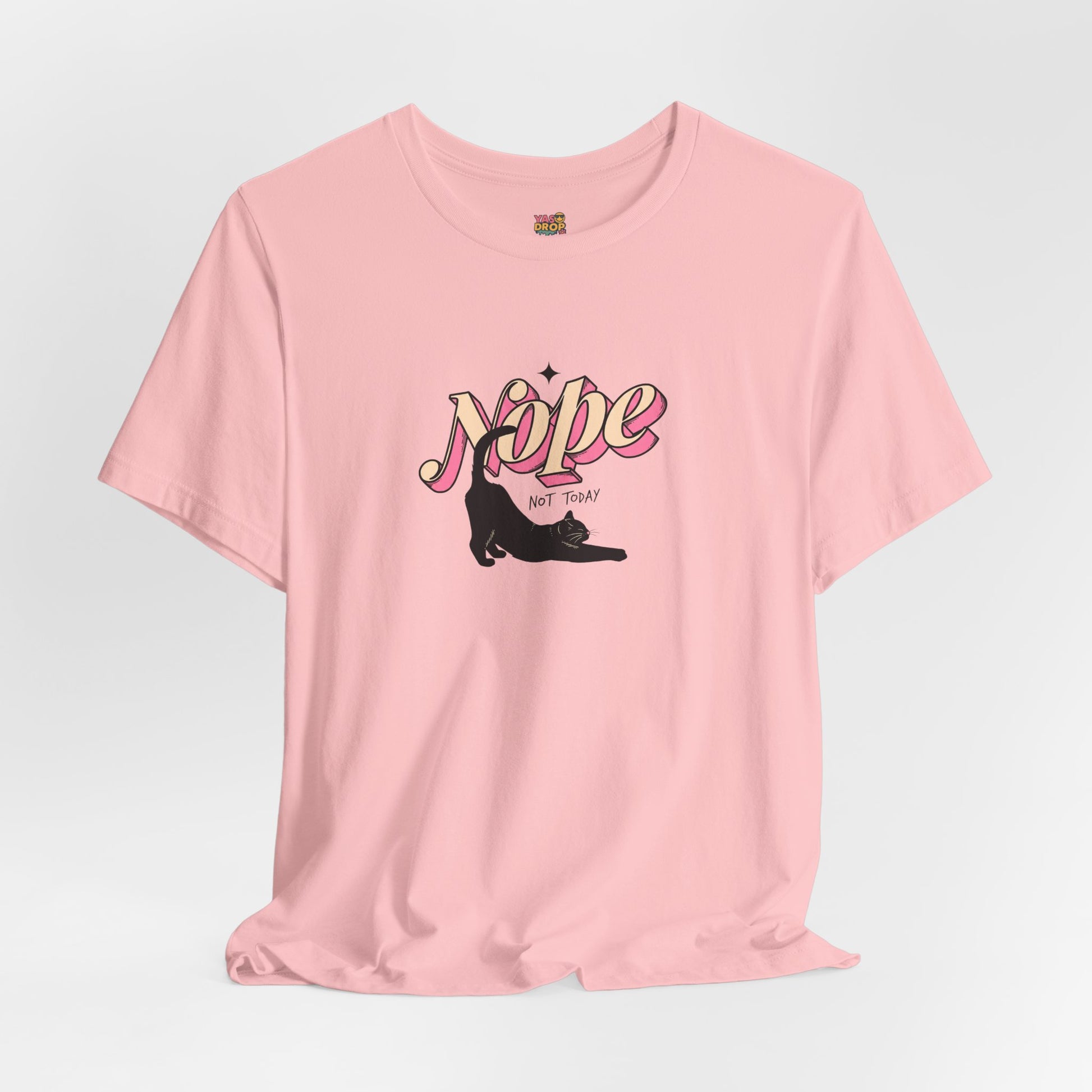 "Nope Not Today" Retro Typography Cat Tee – Y2K Streetwear Graphic Shirt