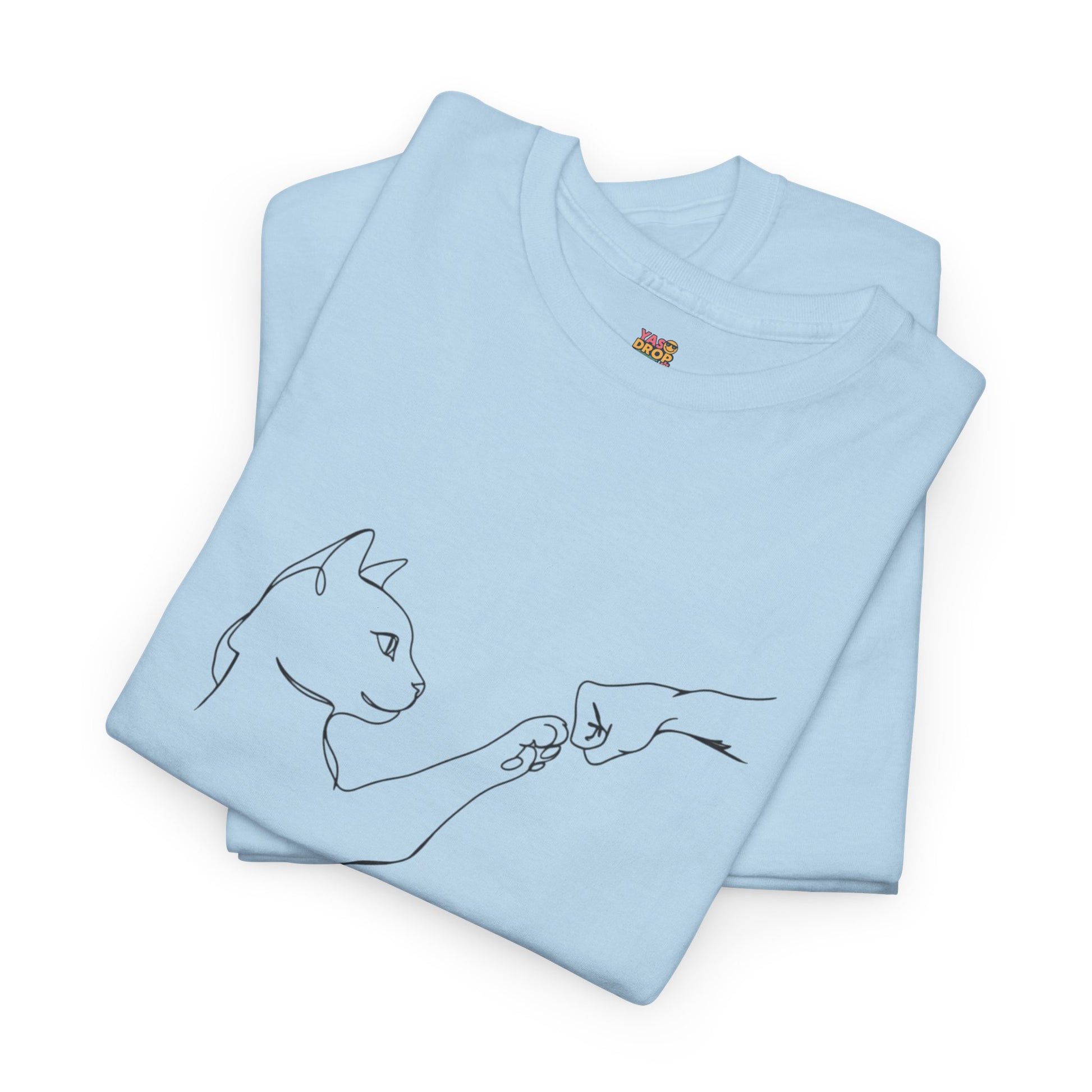 Paw Bump Bond: Minimalist Cat & Human Connection Art Tee