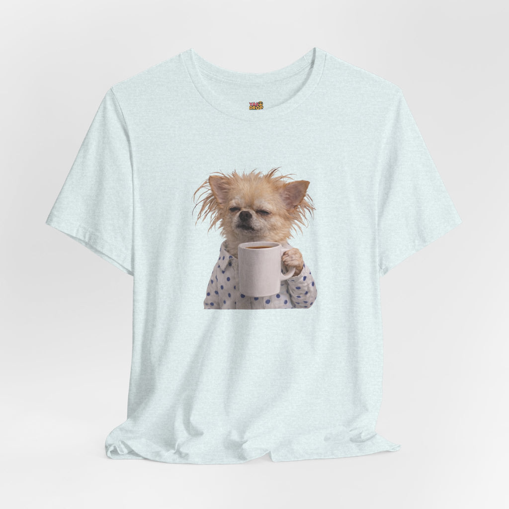 Morning Mood Tired Chihuahua Coffee Graphic T-Shirt