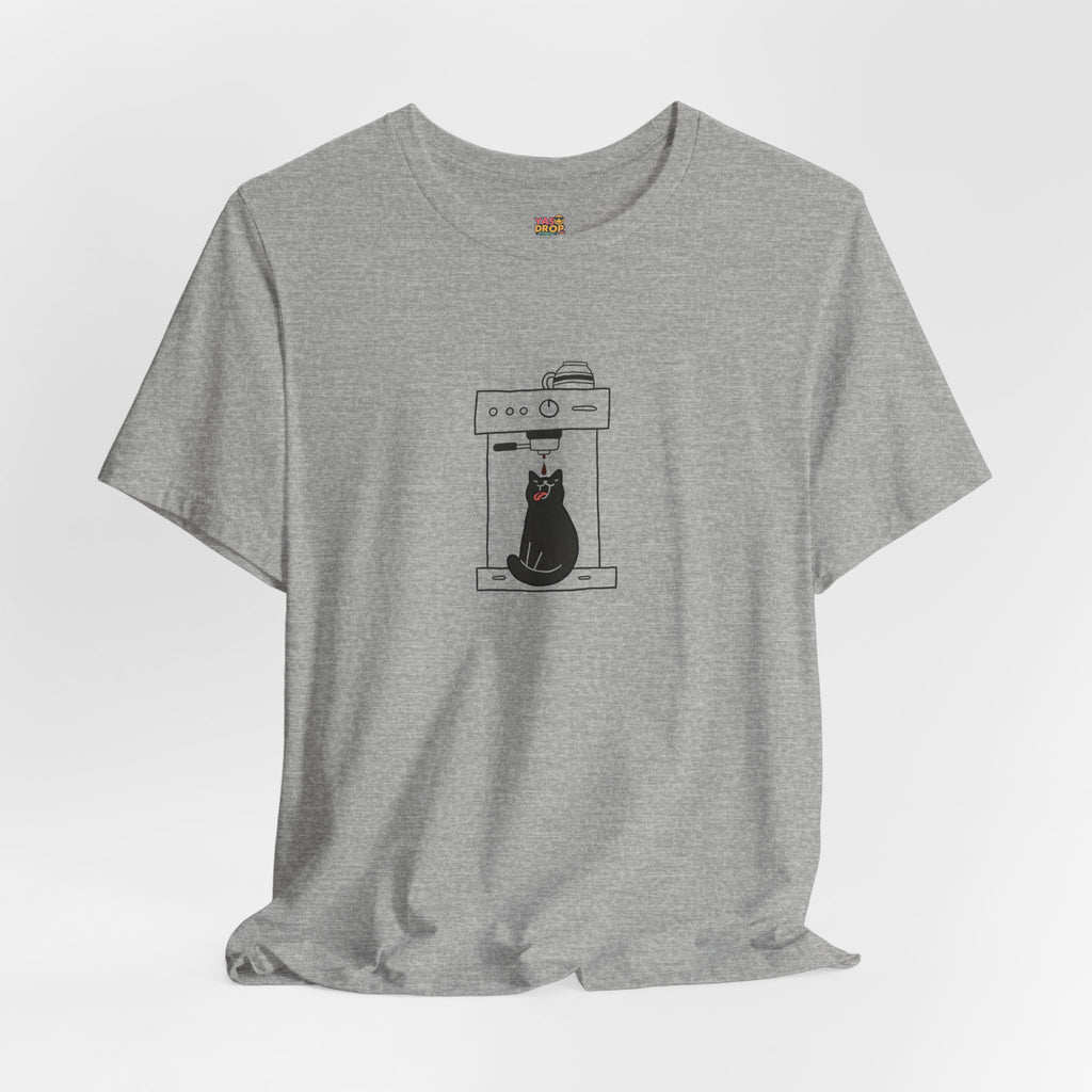 Espresso Cat Graphic Tee – Ironic Minimalist Coffee Streetwear