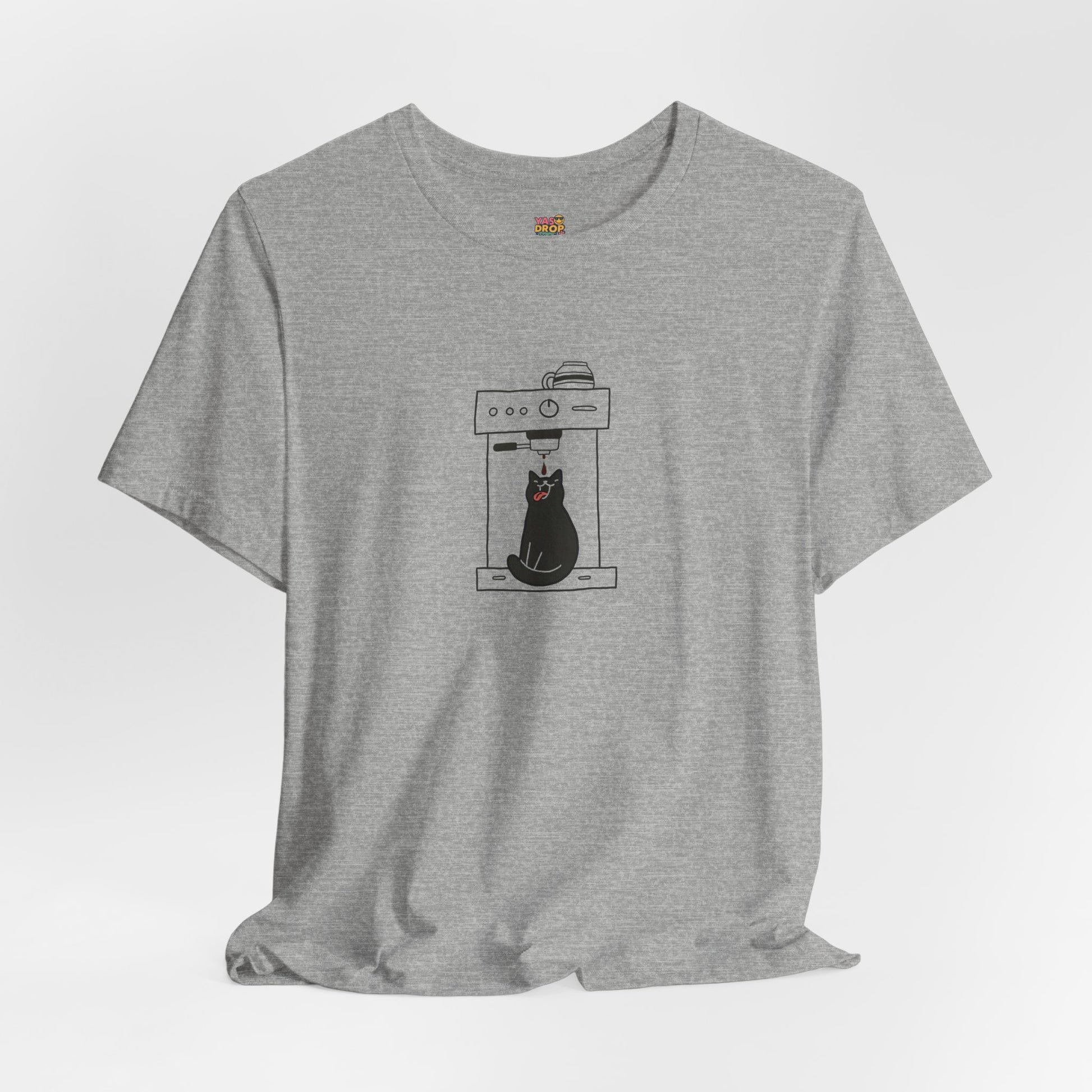 Espresso Cat Graphic Tee – Ironic Minimalist Coffee Streetwear