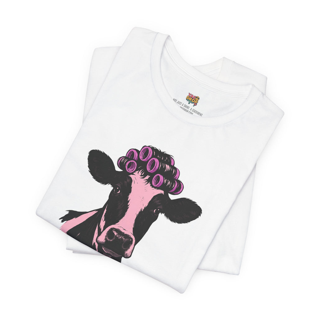 "In My Lane" Cow in Rollers Graphic Tee – Aesthetic Ironic Minimalist Streetwear