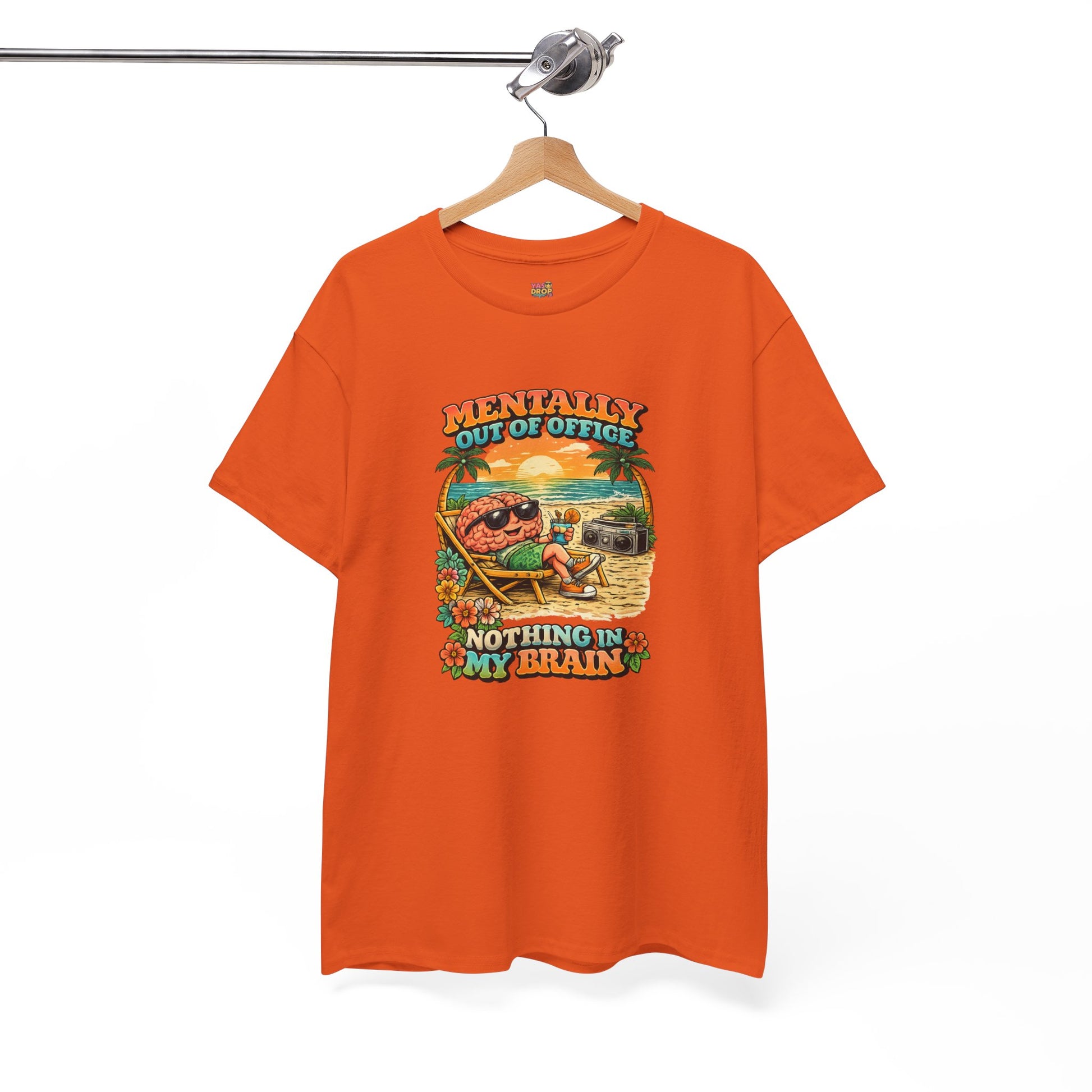 "Mentally Out of Office" Retro Brain Graphic Tee - Sarcastic Vacation T-Shirt