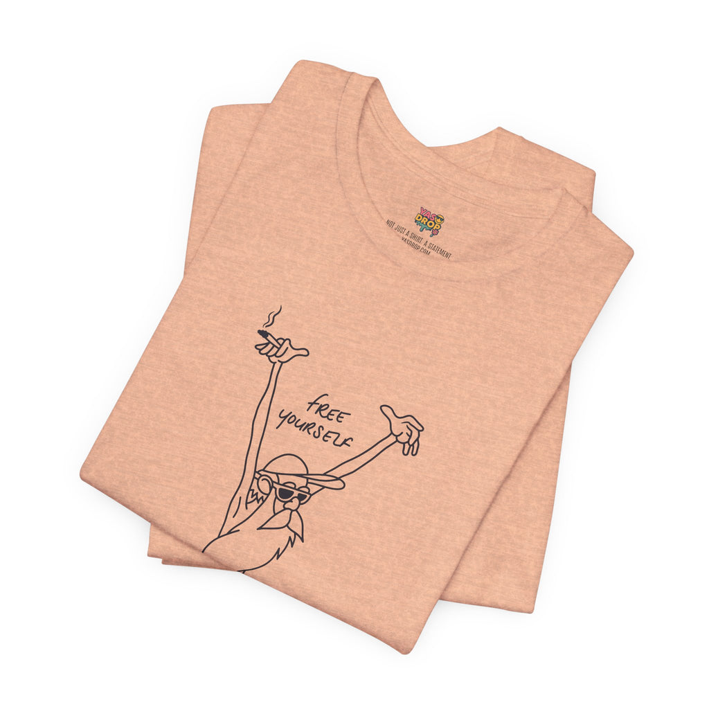 "Free Yourself" Retro Line Art Graphic Tee – Ironic Minimalist Streetwear