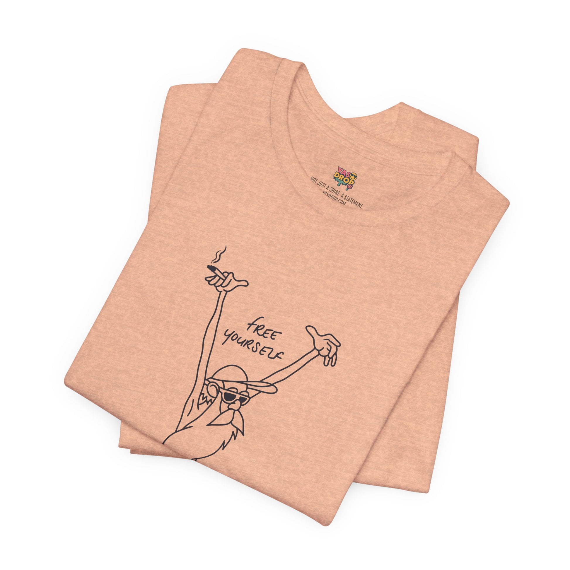 "Free Yourself" Retro Line Art Graphic Tee – Ironic Minimalist Streetwear