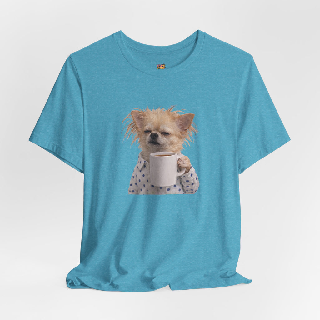 Morning Mood Tired Chihuahua Coffee Graphic T-Shirt