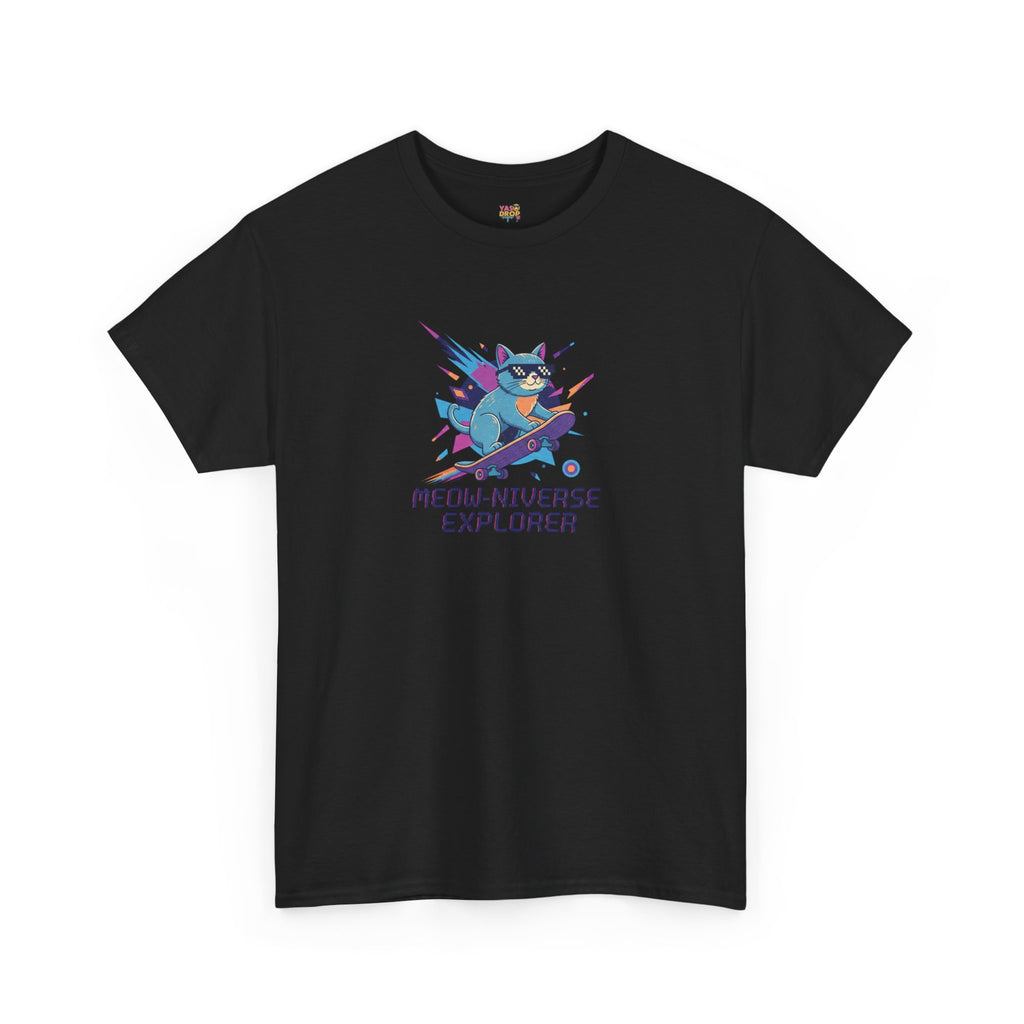 MEOW-NIVERSE EXPLORER: Retro Cyber Cat Skater Tee
