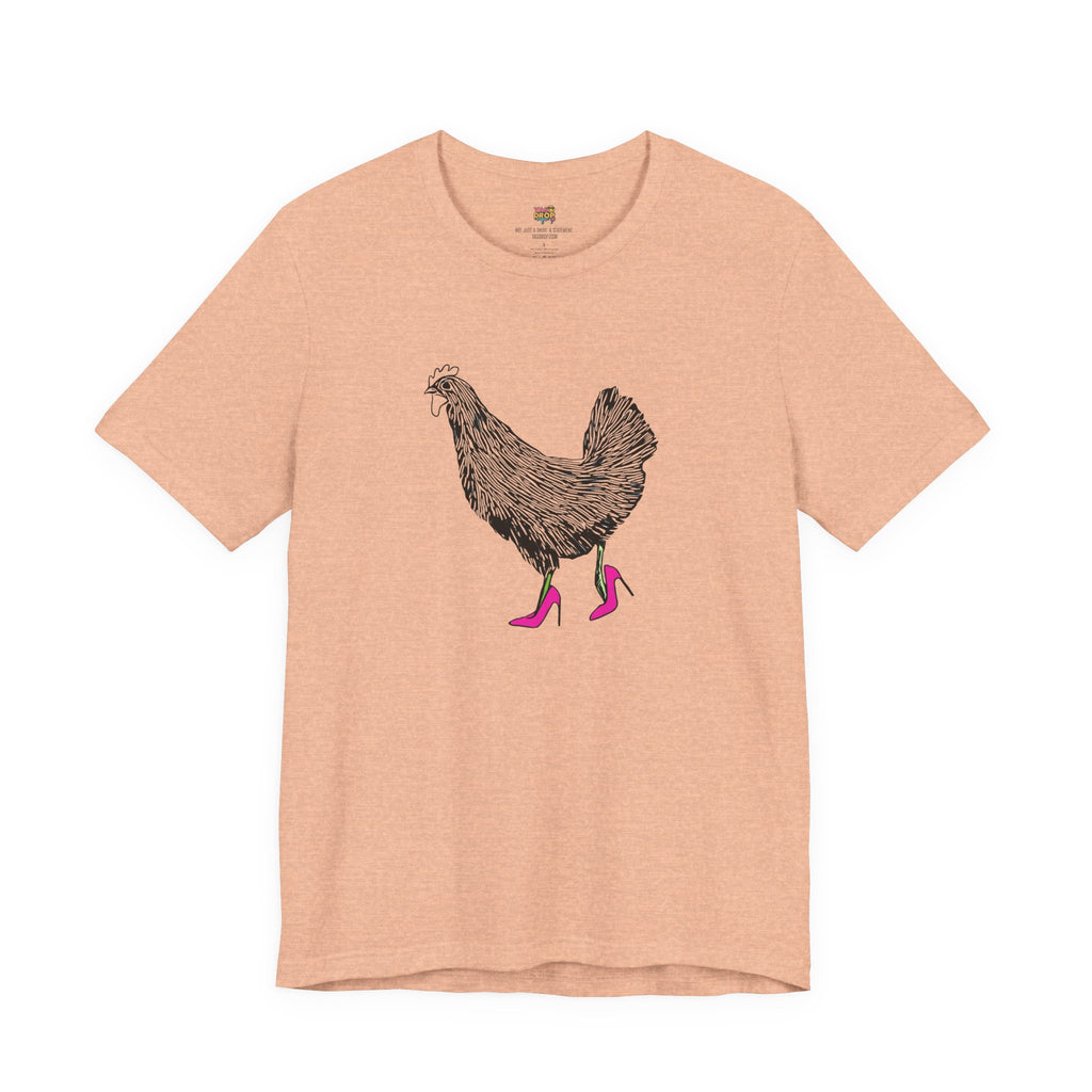 "Serving Looks" Chicken in Heels Graphic Tee – Ironic Minimalist Streetwear