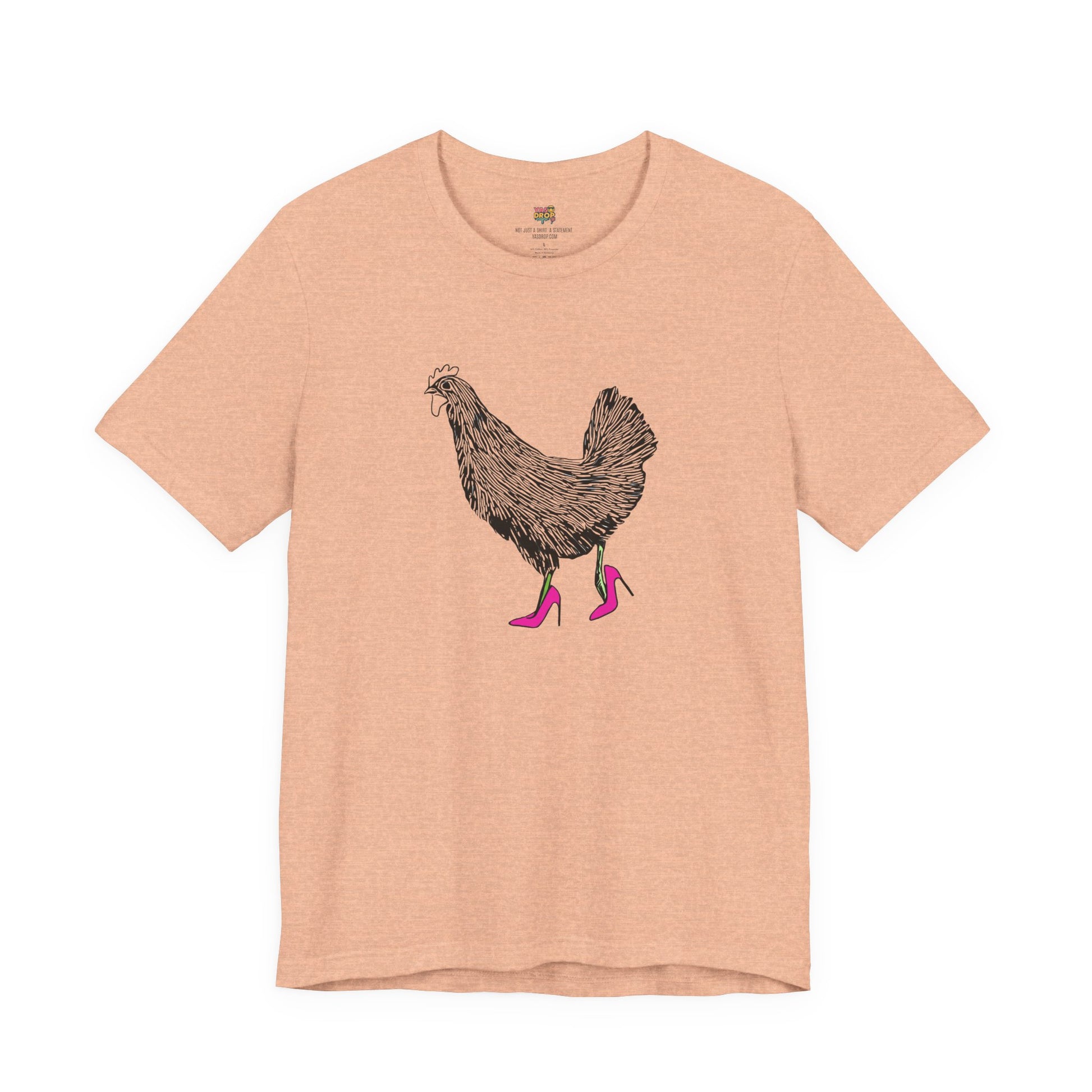 "Serving Looks" Chicken in Heels Graphic Tee – Ironic Minimalist Streetwear