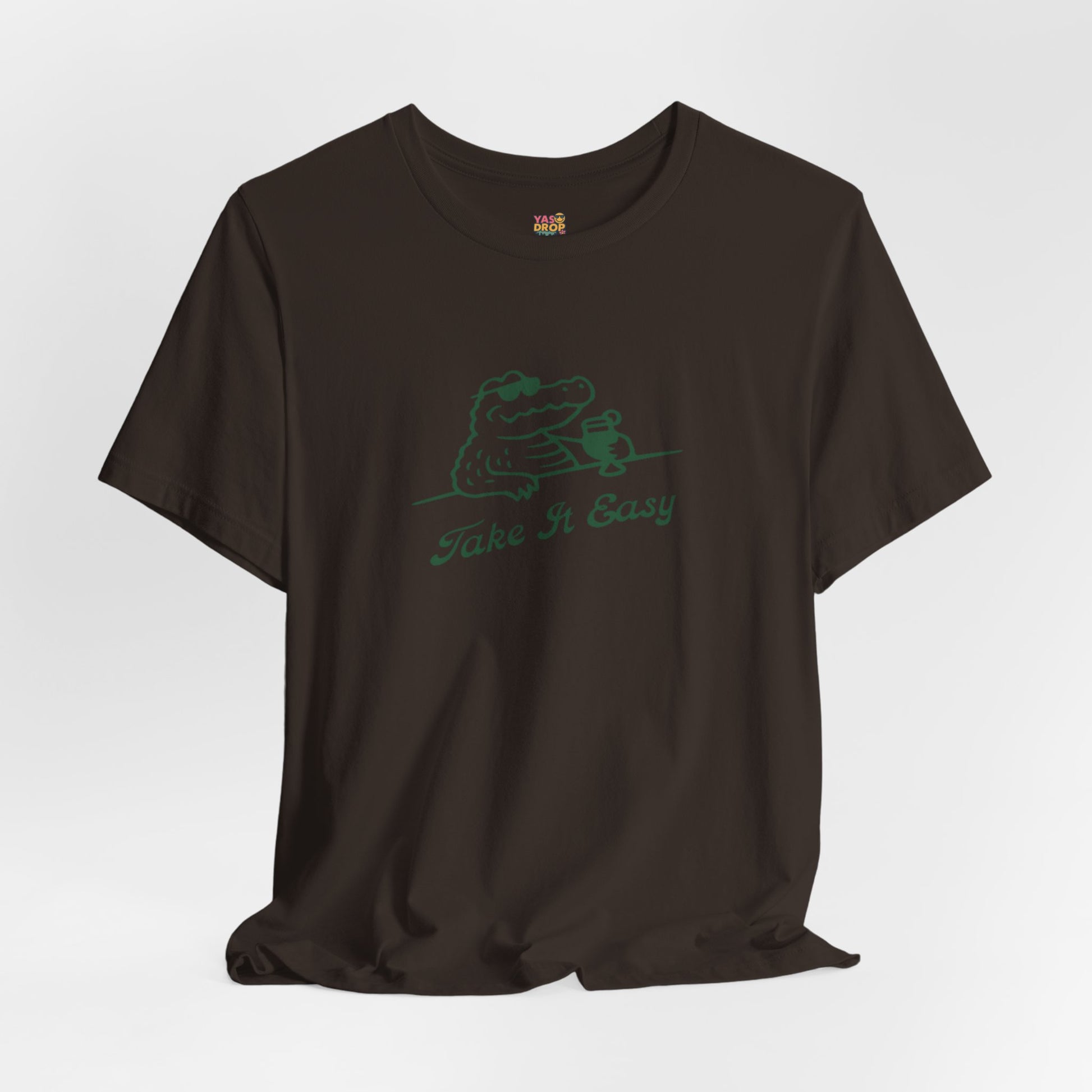 Take It Easy Crocodile Graphic Tee - Retro Aesthetic Vintage White Streetwear Shirt