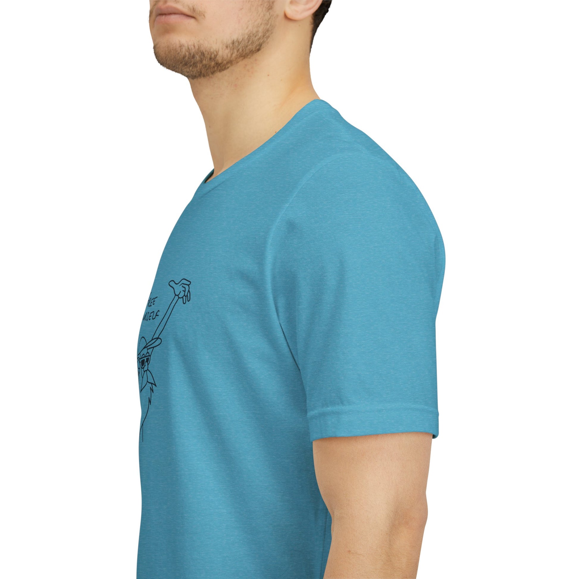 "Free Yourself" Retro Line Art Graphic Tee – Ironic Minimalist Streetwear
