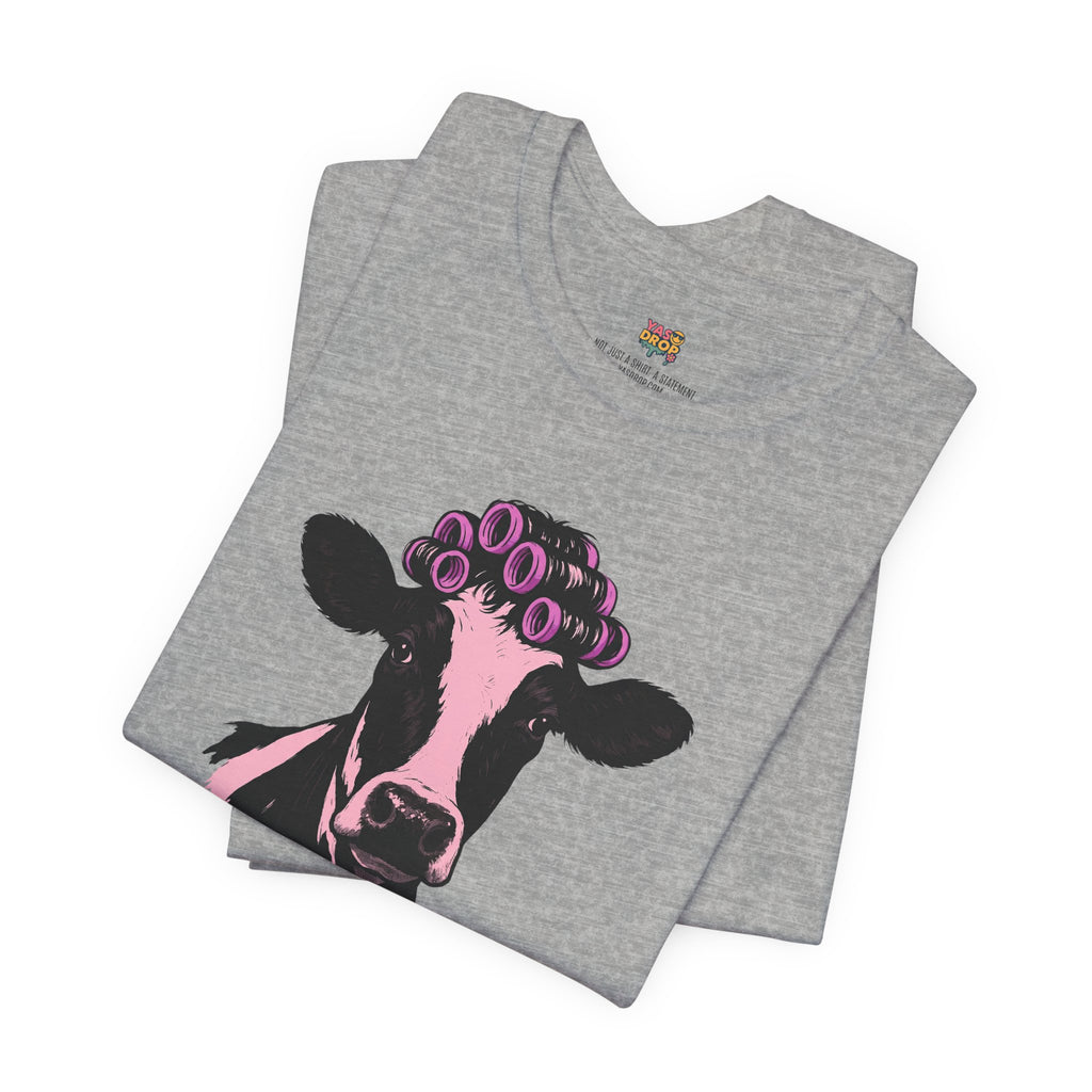 "In My Lane" Cow in Rollers Graphic Tee – Aesthetic Ironic Minimalist Streetwear