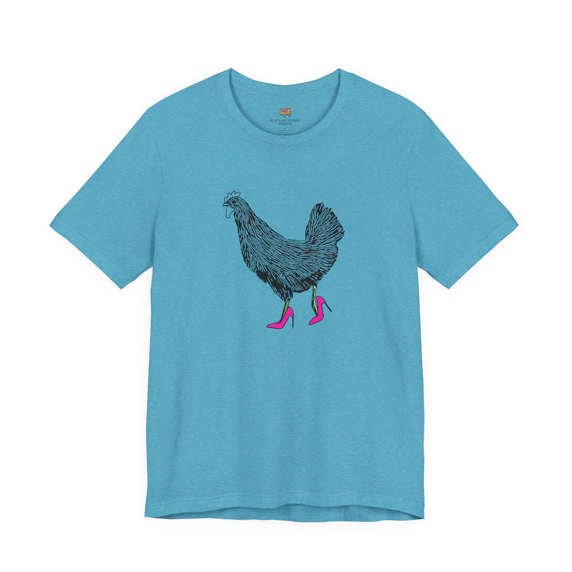 "Serving Looks" Chicken in Heels Graphic Tee – Ironic Minimalist Streetwear