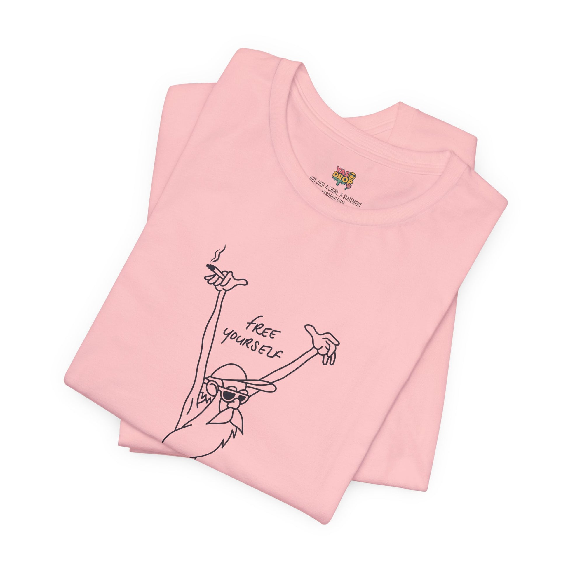 "Free Yourself" Retro Line Art Graphic Tee – Ironic Minimalist Streetwear