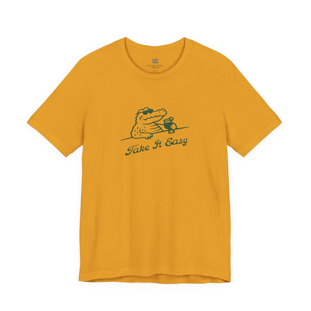 Take It Easy Crocodile Graphic Tee - Retro Aesthetic Vintage White Streetwear Shirt