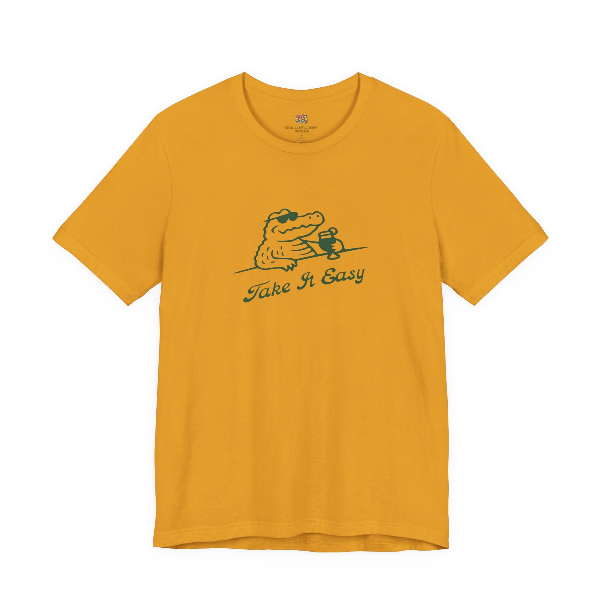Take It Easy Crocodile Graphic Tee - Retro Aesthetic Vintage White Streetwear Shirt