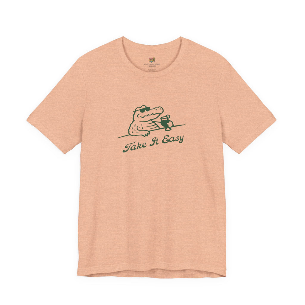 Take It Easy Crocodile Graphic Tee - Retro Aesthetic Vintage White Streetwear Shirt