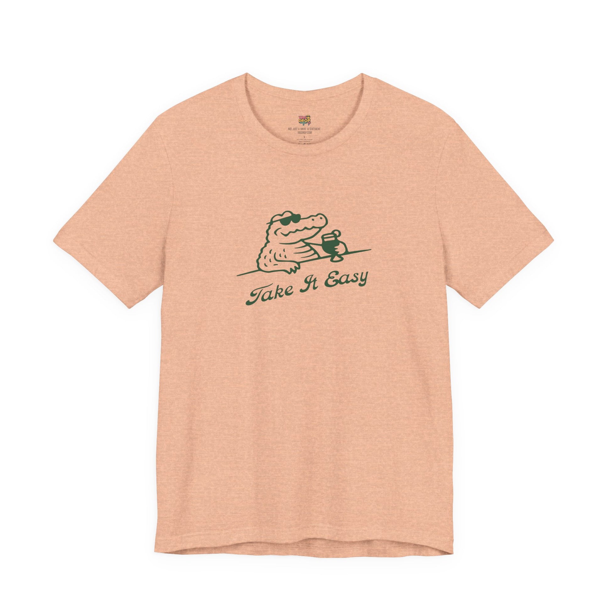 Take It Easy Crocodile Graphic Tee - Retro Aesthetic Vintage White Streetwear Shirt