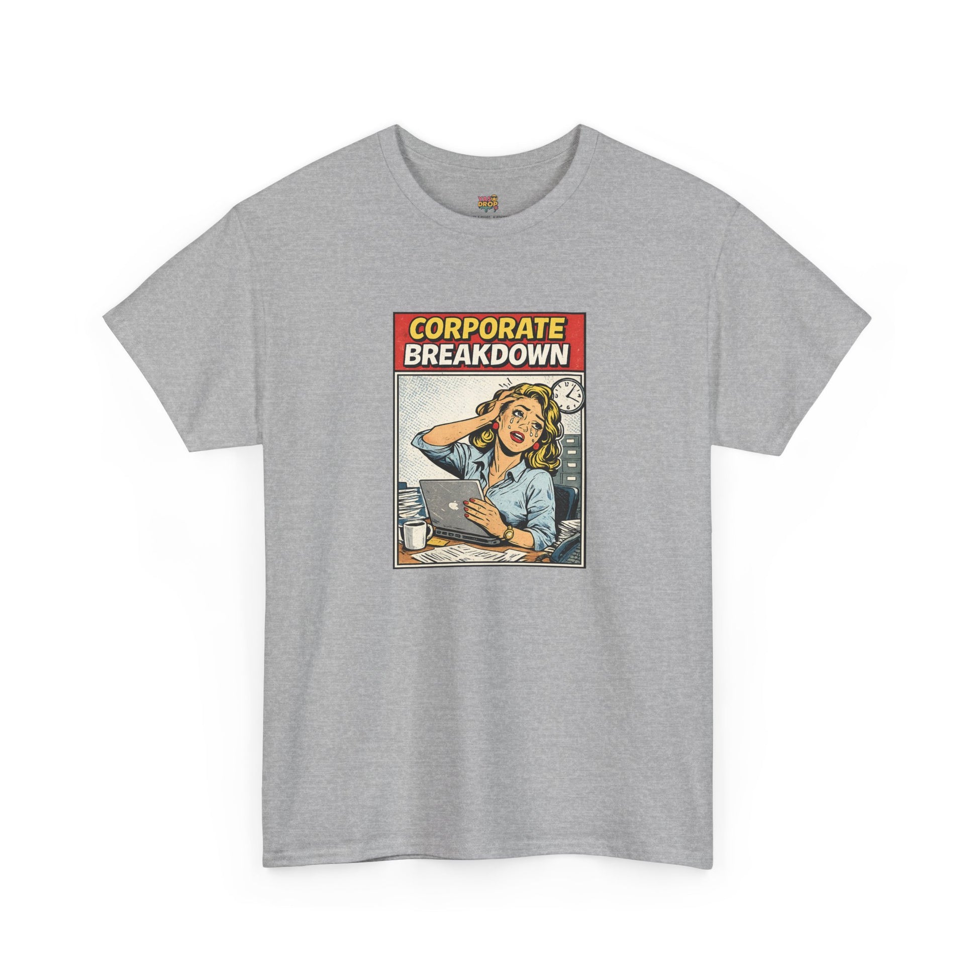 Corporate Breakdown Tee – Retro Office Meme T-Shirt (9–5 Burnout Graphic Shirt)