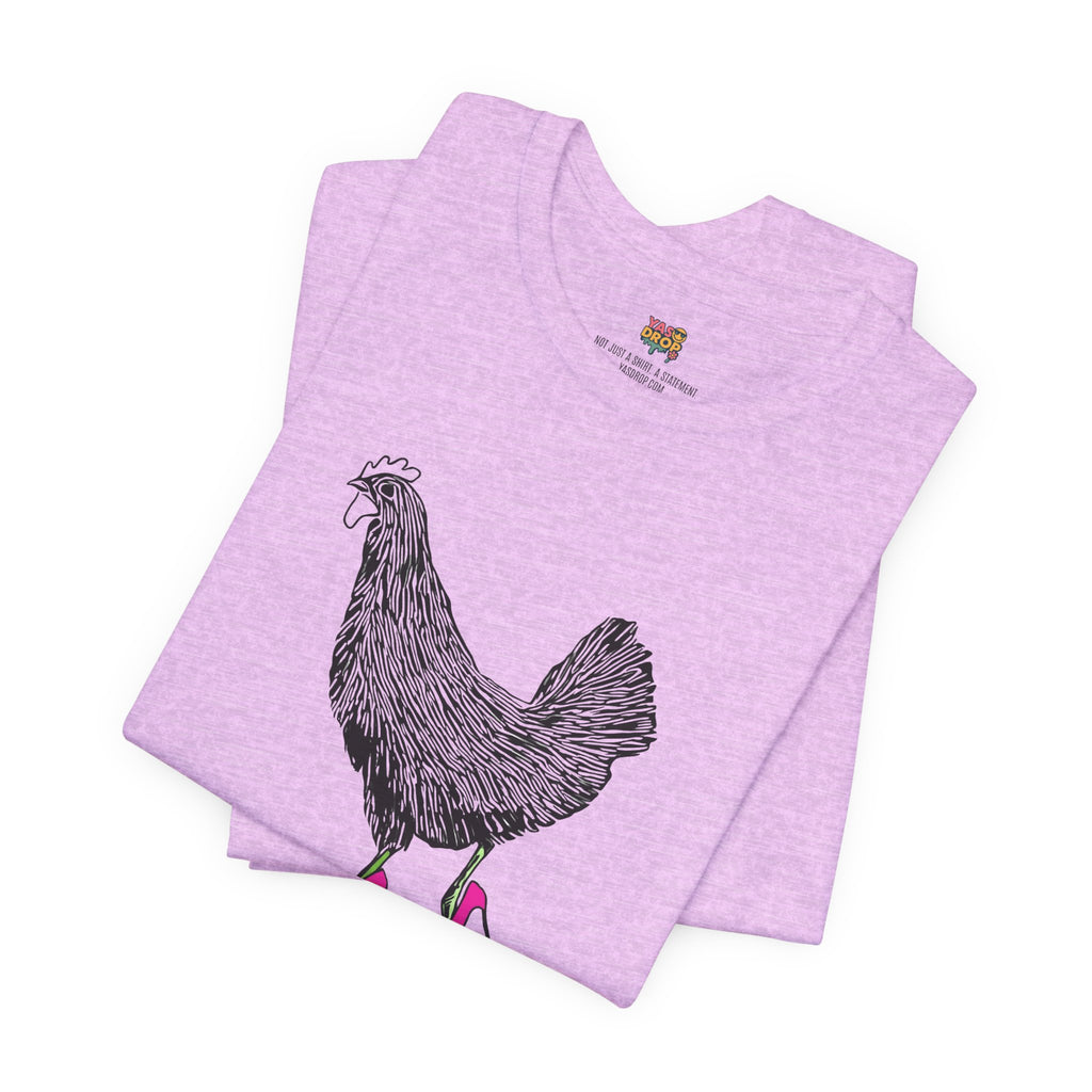 "Serving Looks" Chicken in Heels Graphic Tee – Ironic Minimalist Streetwear