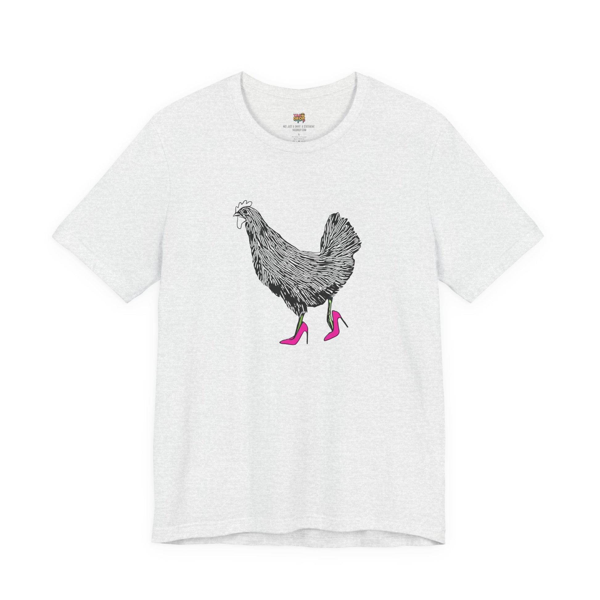 "Serving Looks" Chicken in Heels Graphic Tee – Ironic Minimalist Streetwear