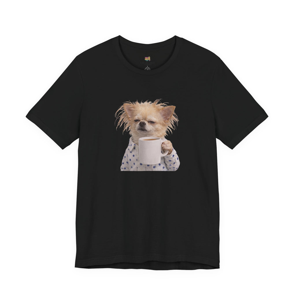 Morning Mood Tired Chihuahua Coffee Graphic T-Shirt
