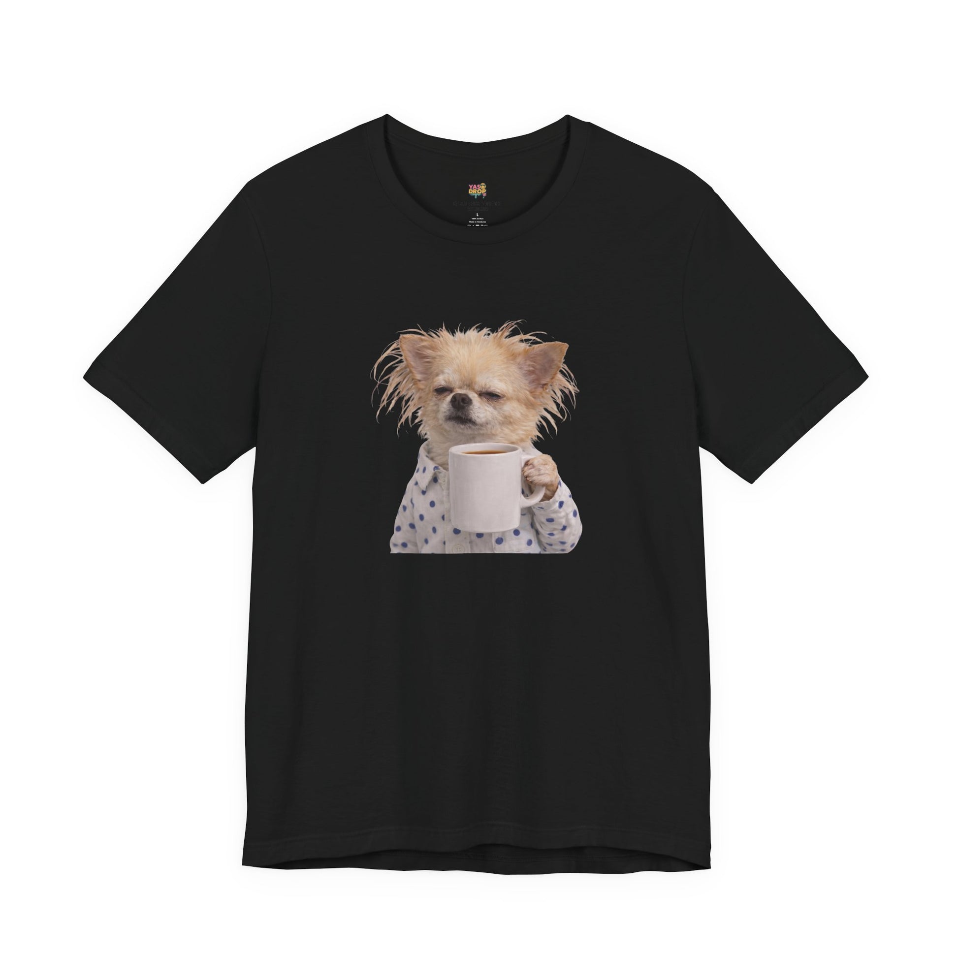 Morning Mood Tired Chihuahua Coffee Graphic T-Shirt