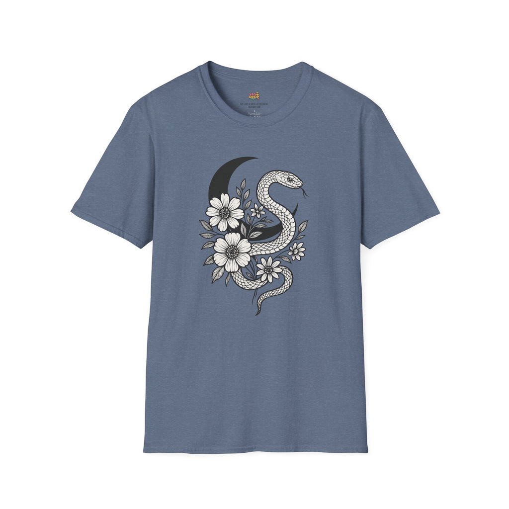 Botanic Serpent T-Shirt – Dark Floral Snake Graphic for Moonchild Energy
