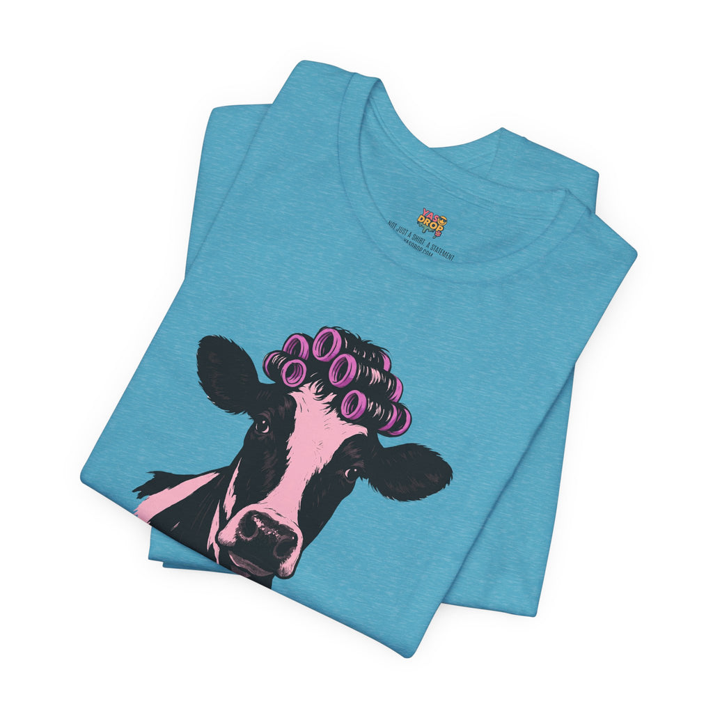 "In My Lane" Cow in Rollers Graphic Tee – Aesthetic Ironic Minimalist Streetwear