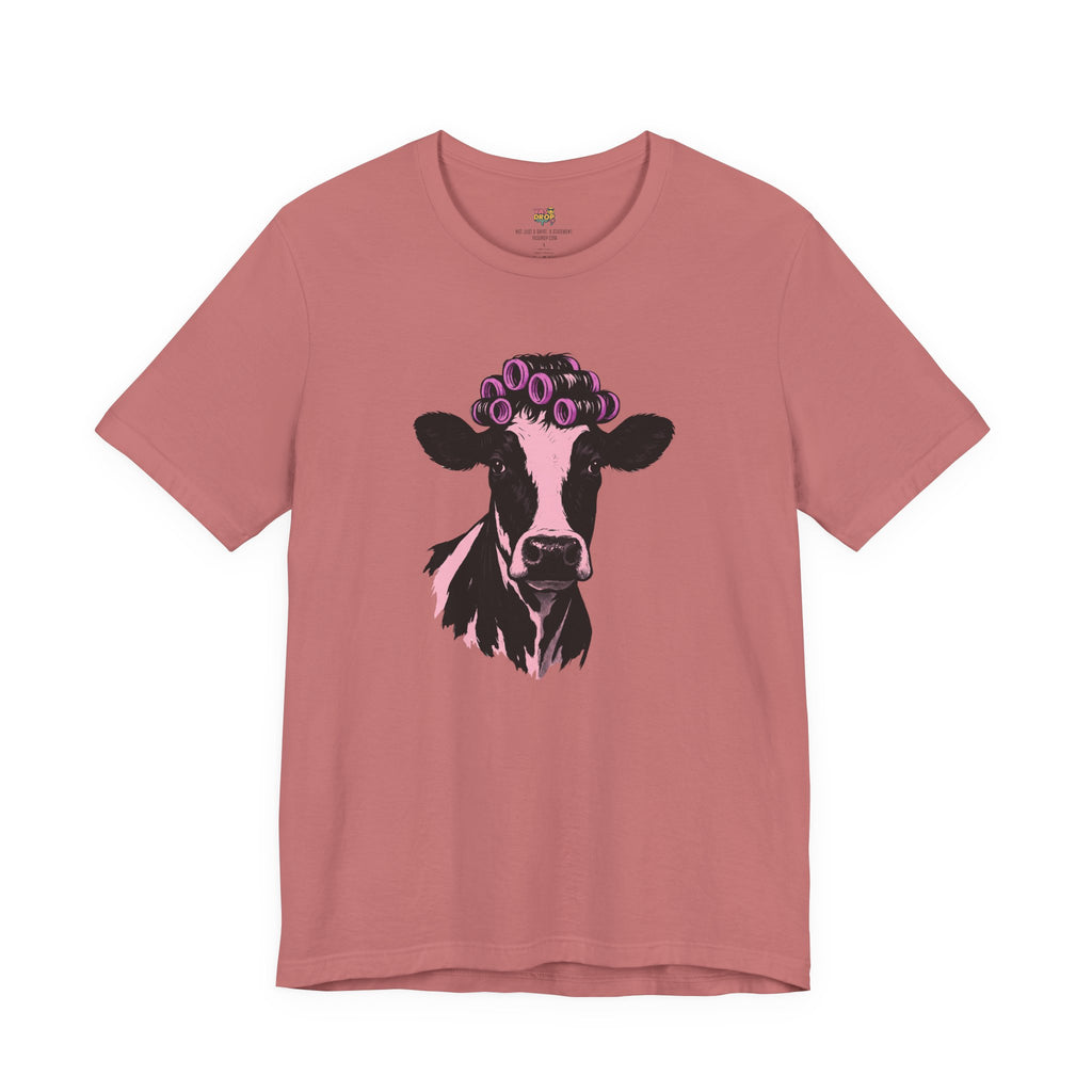"In My Lane" Cow in Rollers Graphic Tee – Aesthetic Ironic Minimalist Streetwear