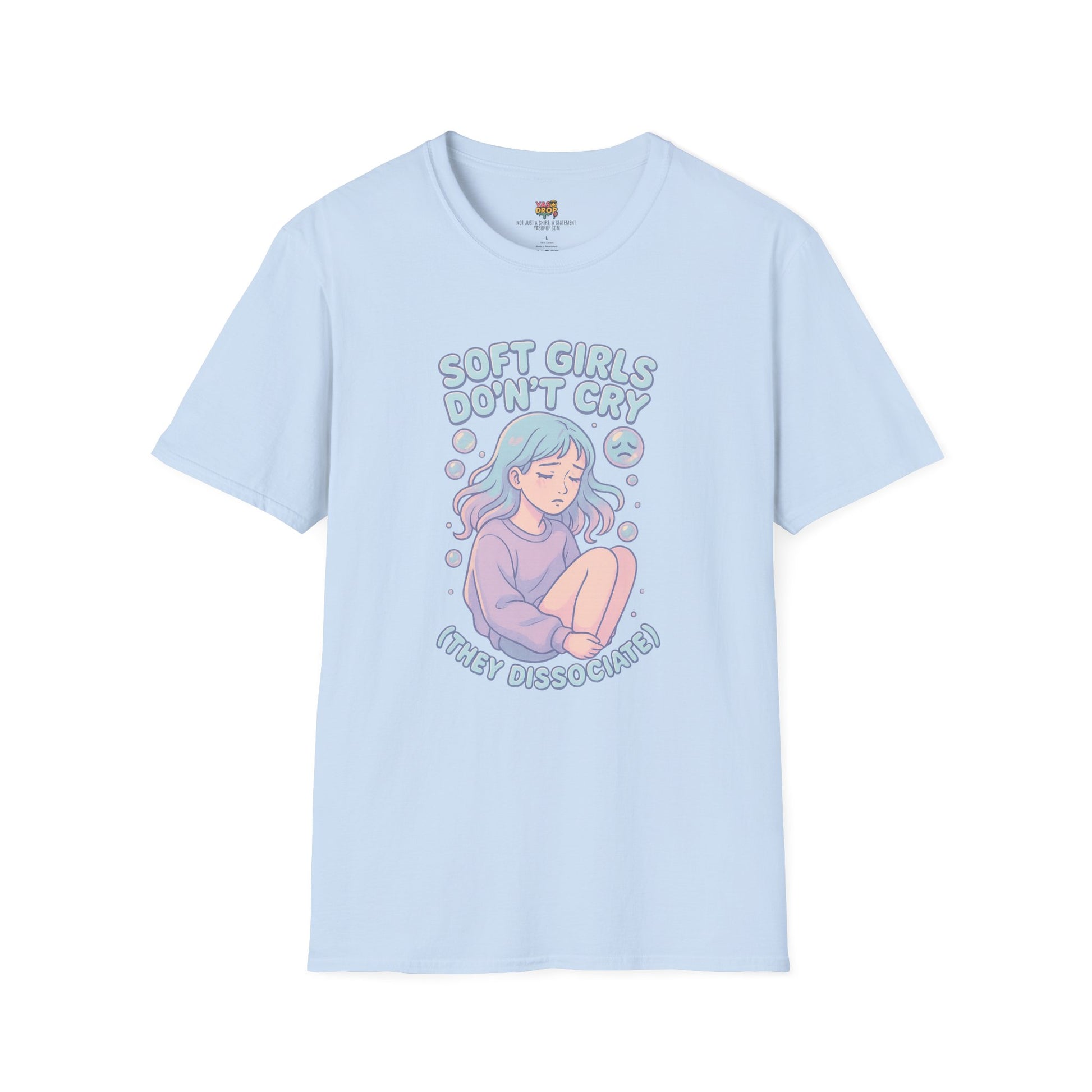 Soft Girls Don’t Cry (They Dissociate) – Pastel Sadcore Tee