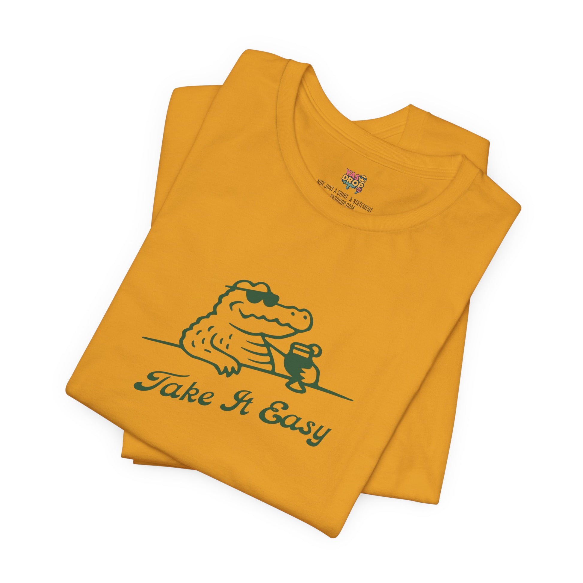 Take It Easy Crocodile Graphic Tee - Retro Aesthetic Vintage White Streetwear Shirt