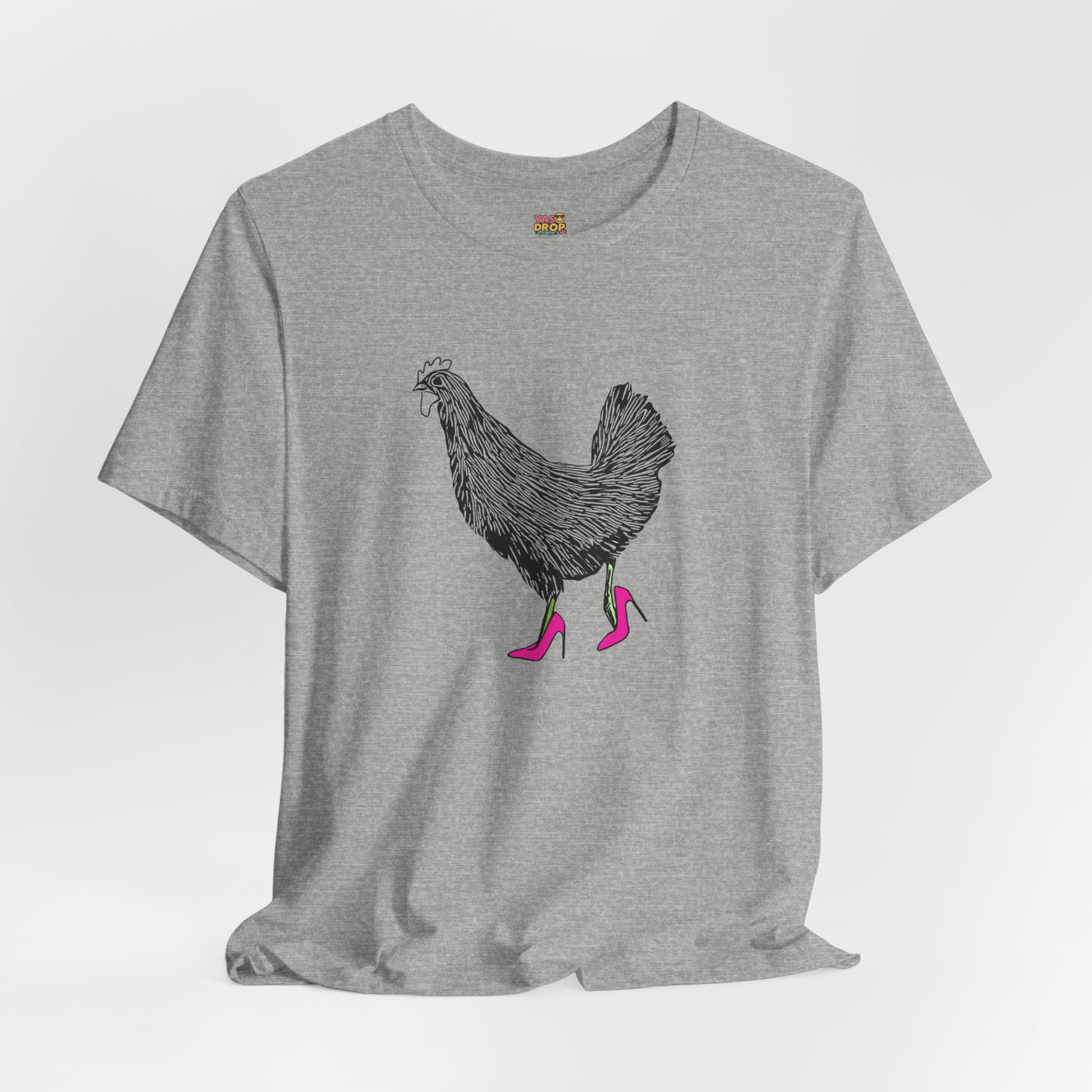 "Serving Looks" Chicken in Heels Graphic Tee – Ironic Minimalist Streetwear
