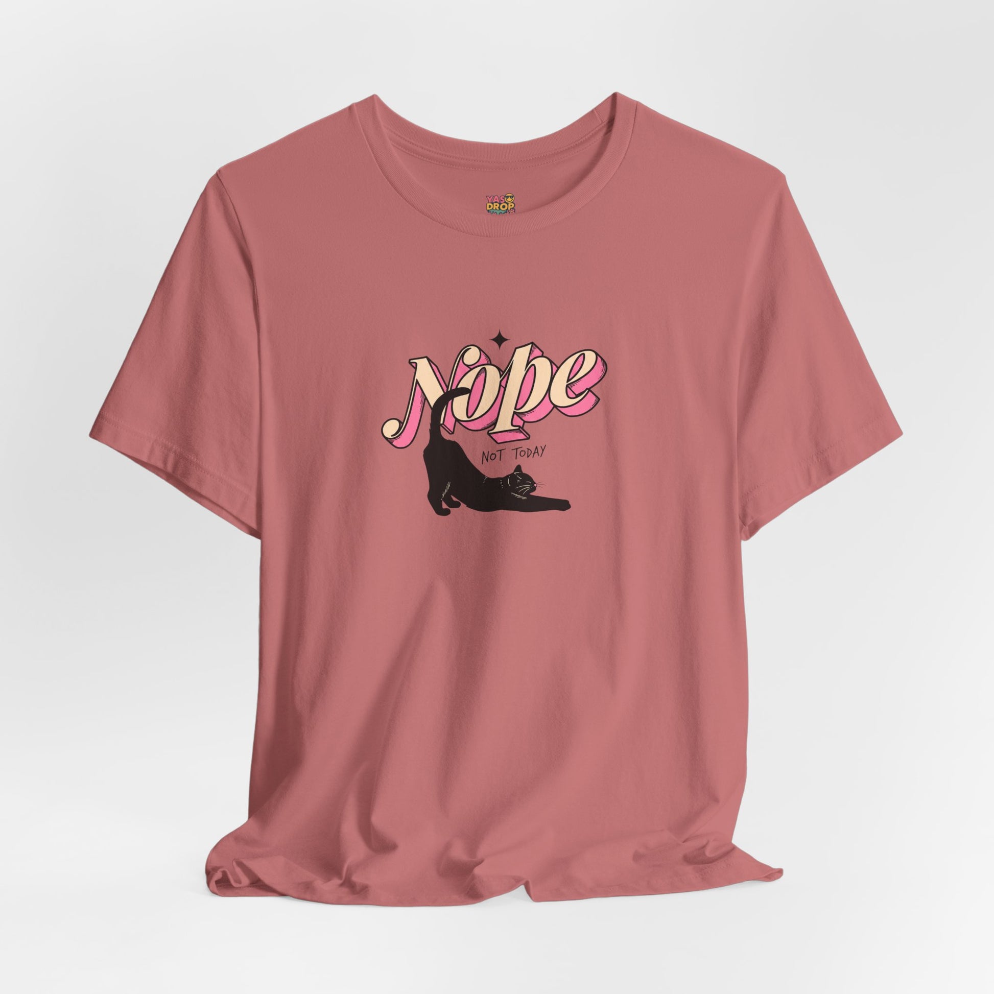 "Nope Not Today" Retro Typography Cat Tee – Y2K Streetwear Graphic Shirt