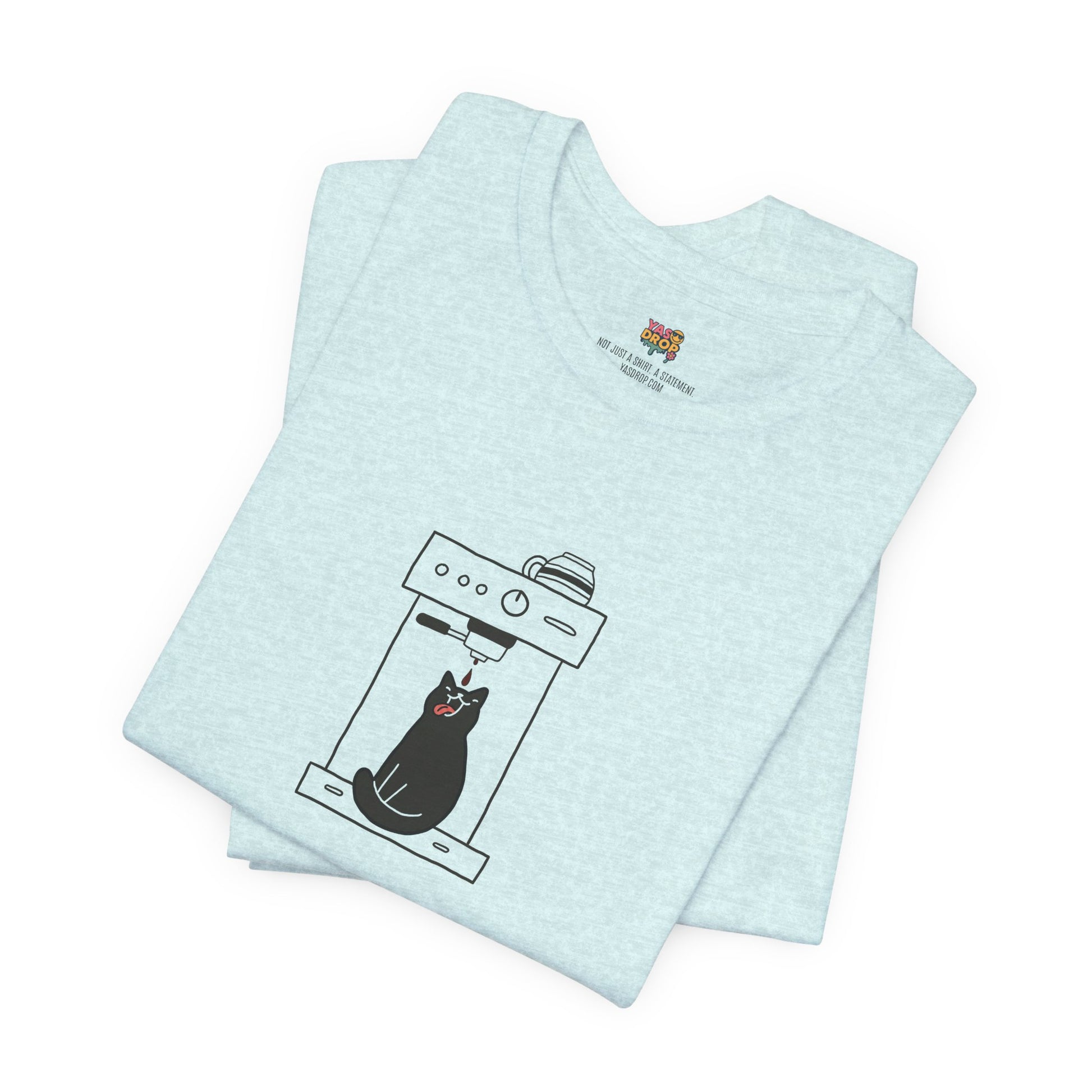 Espresso Cat Graphic Tee – Ironic Minimalist Coffee Streetwear