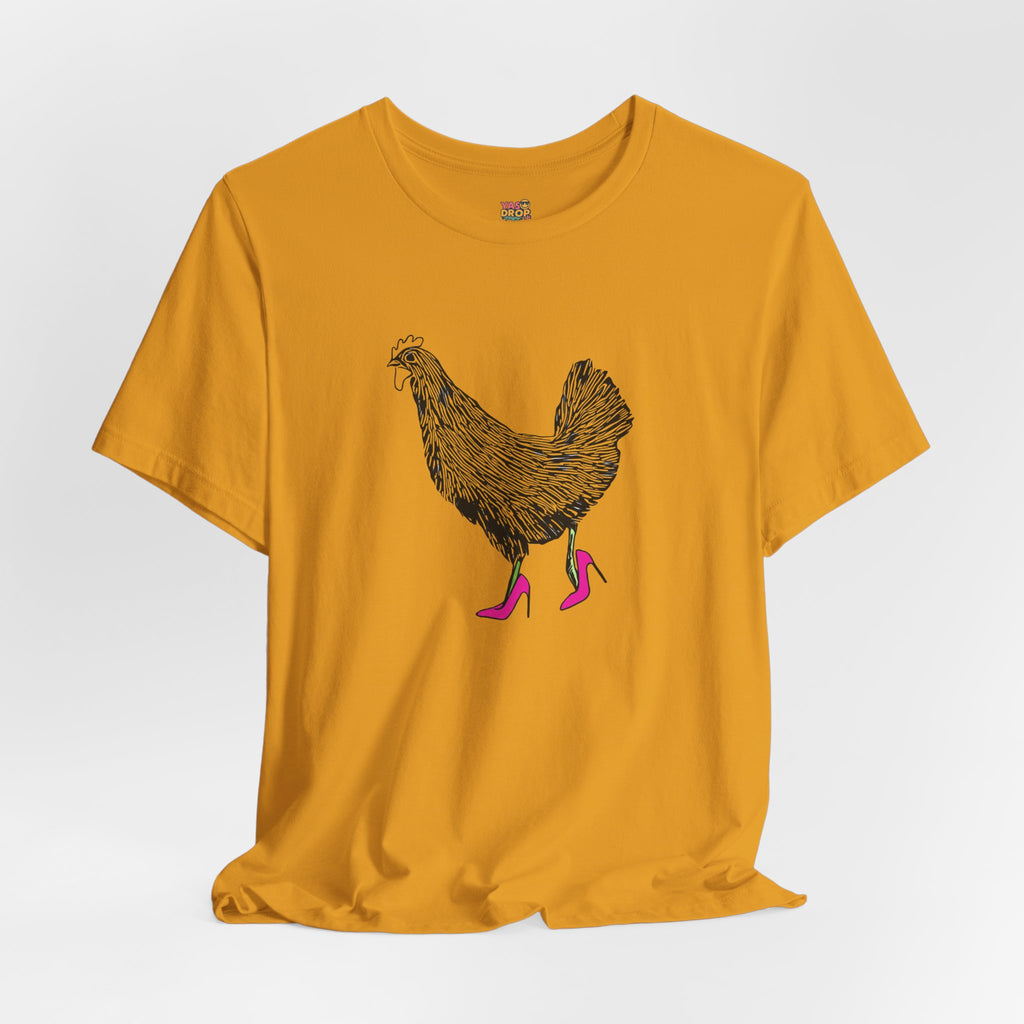 "Serving Looks" Chicken in Heels Graphic Tee – Ironic Minimalist Streetwear