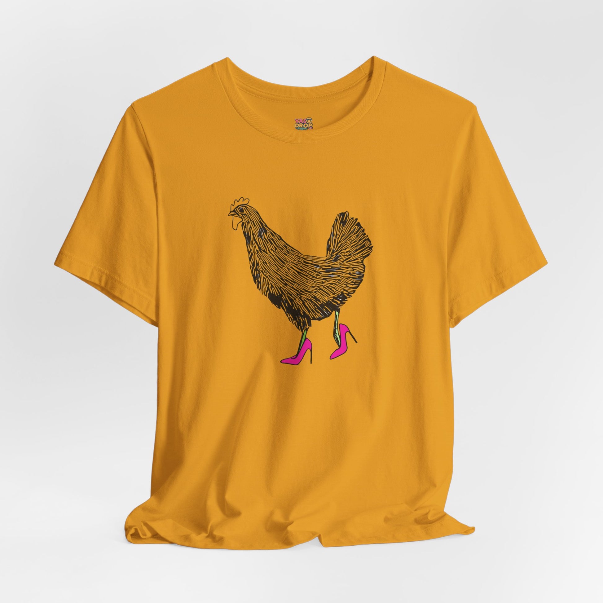 "Serving Looks" Chicken in Heels Graphic Tee – Ironic Minimalist Streetwear
