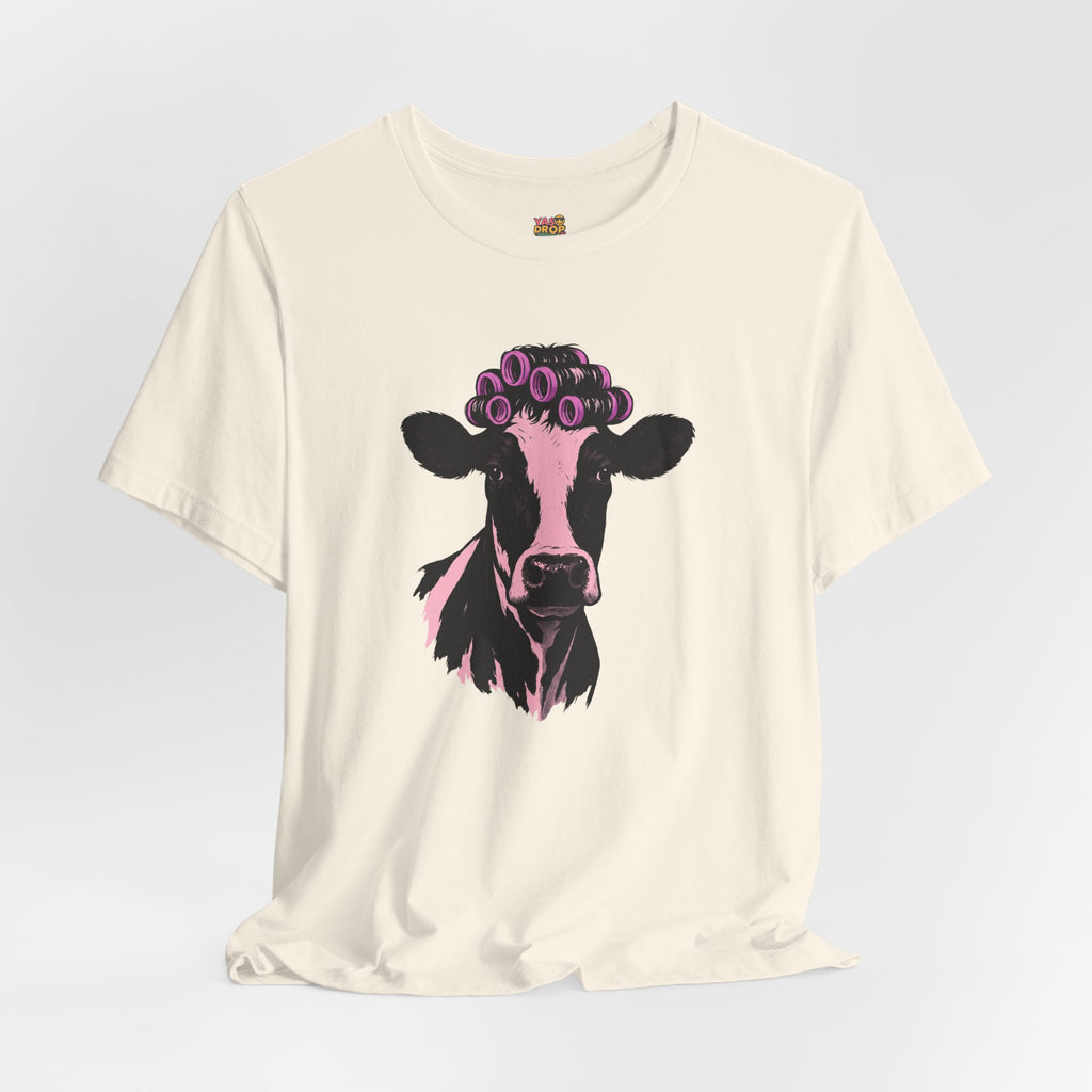 "In My Lane" Cow in Rollers Graphic Tee – Aesthetic Ironic Minimalist Streetwear