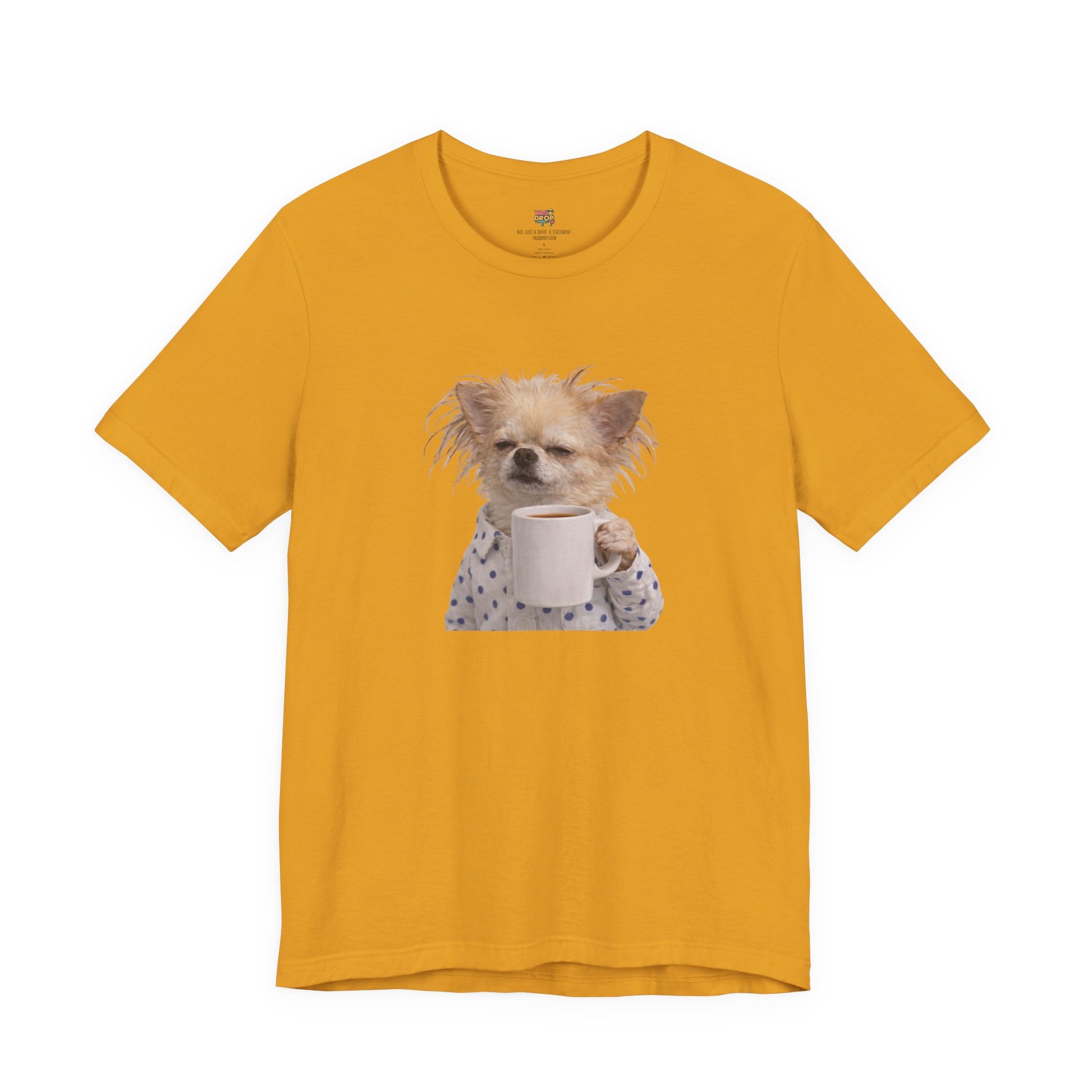 Morning Mood Tired Chihuahua Coffee Graphic T-Shirt