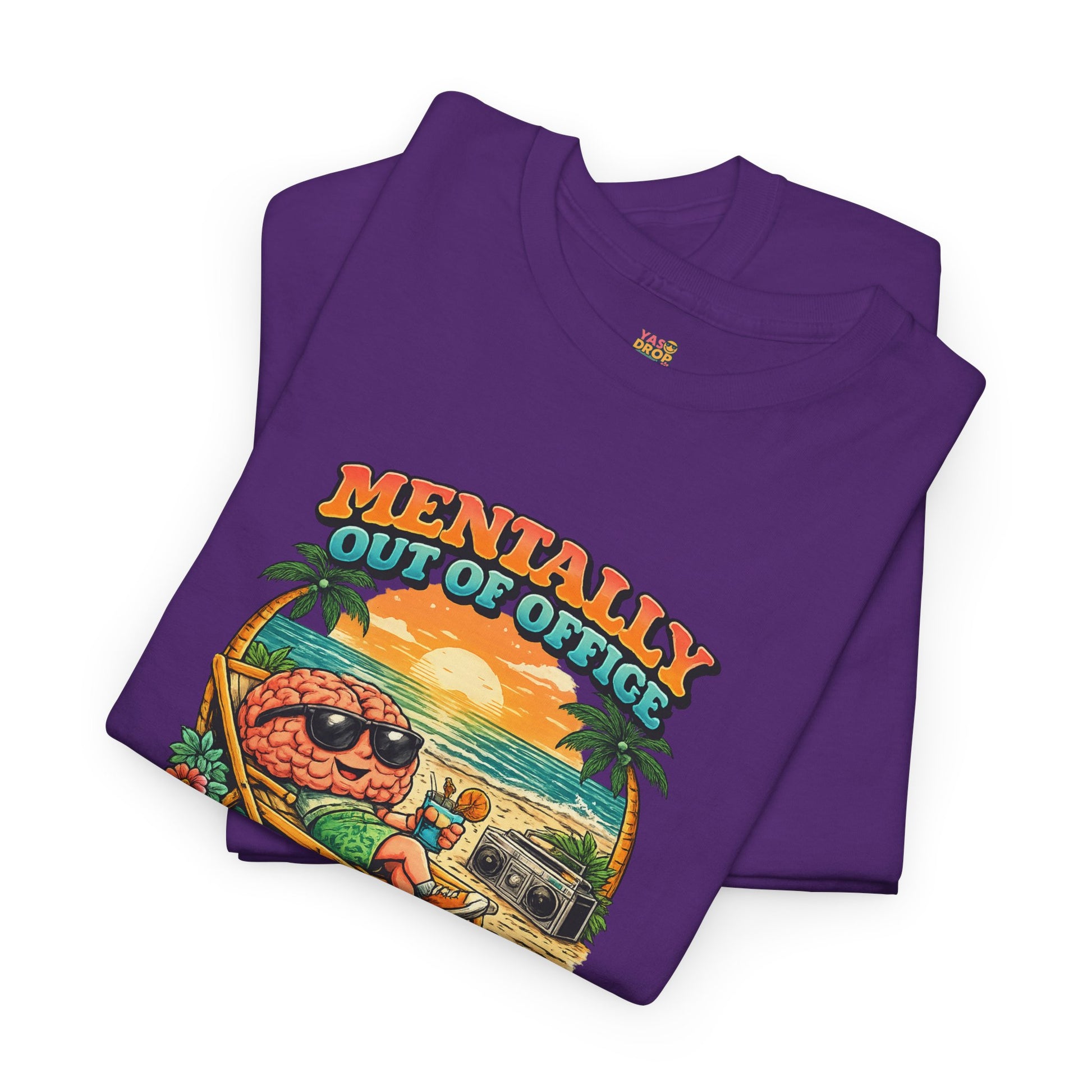 "Mentally Out of Office" Retro Brain Graphic Tee - Sarcastic Vacation T-Shirt