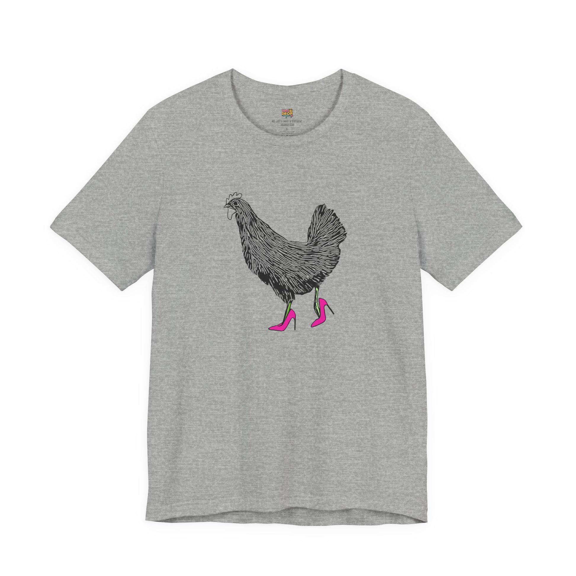 "Serving Looks" Chicken in Heels Graphic Tee – Ironic Minimalist Streetwear