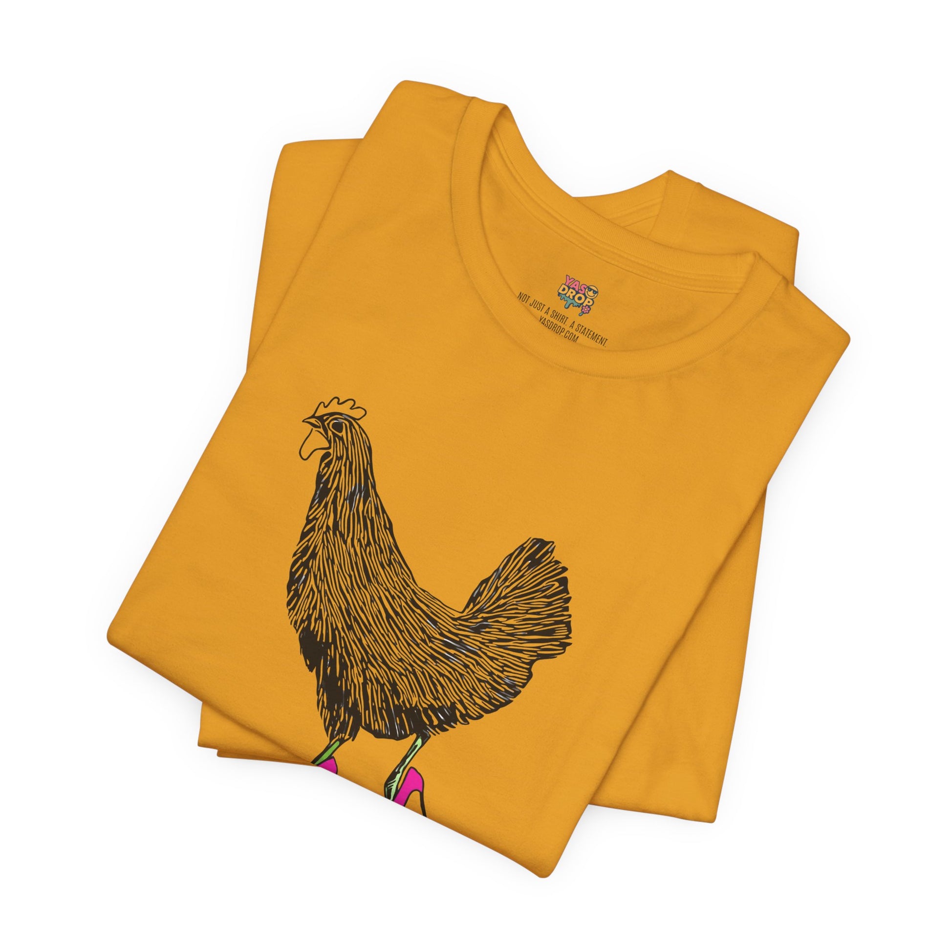 "Serving Looks" Chicken in Heels Graphic Tee – Ironic Minimalist Streetwear
